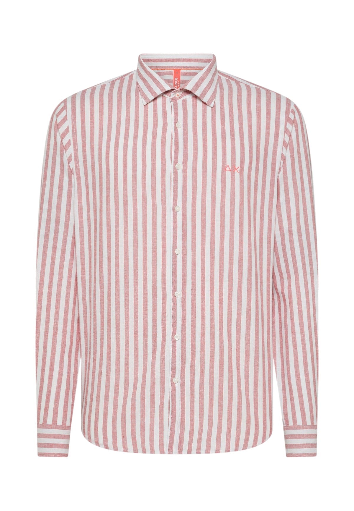 Camicia A Maniche Lunghe S35122 Rosa Scuro, Bianco