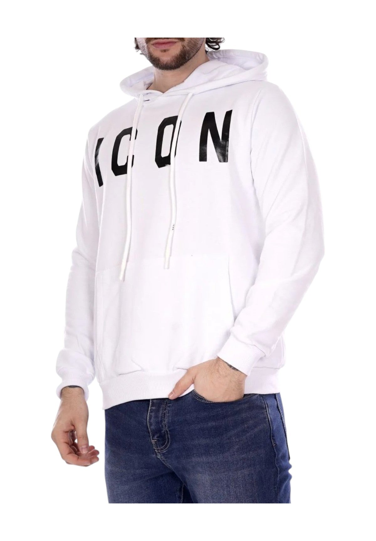Felpa Pullover Con Cappuccio Icus2s5f004 Bianco