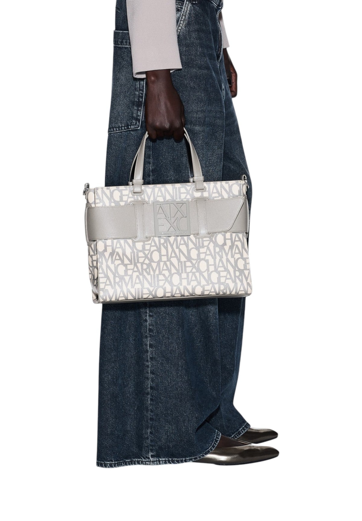 Borsa Shopper Tote bag grande con doppi manici e tracolla 942689 Sound Sand, Brown B