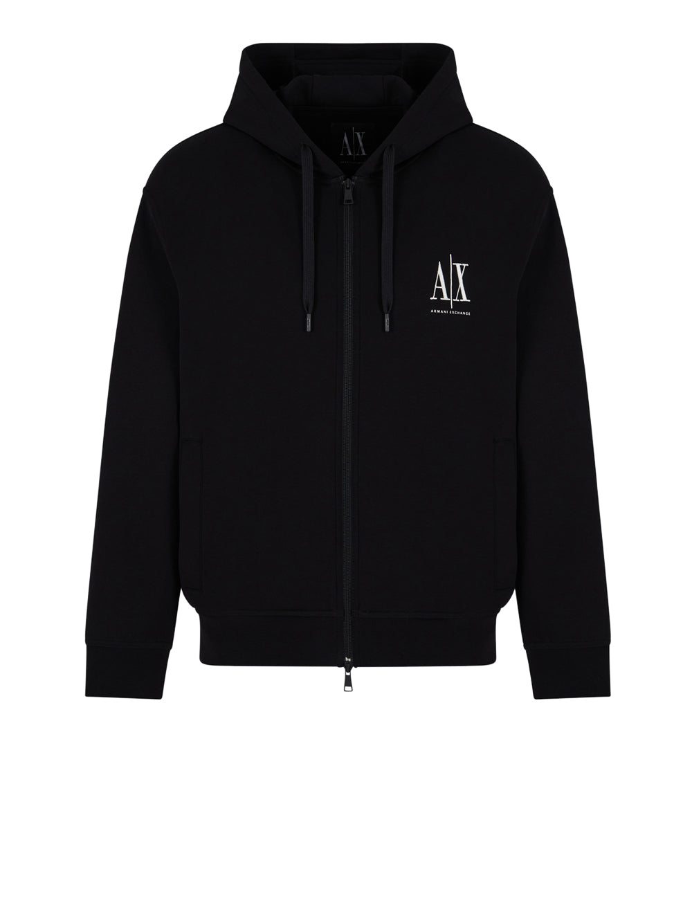 Felpa Full-Zip con Cappuccio Felpa con zip e logo ricamato XM000371 Black