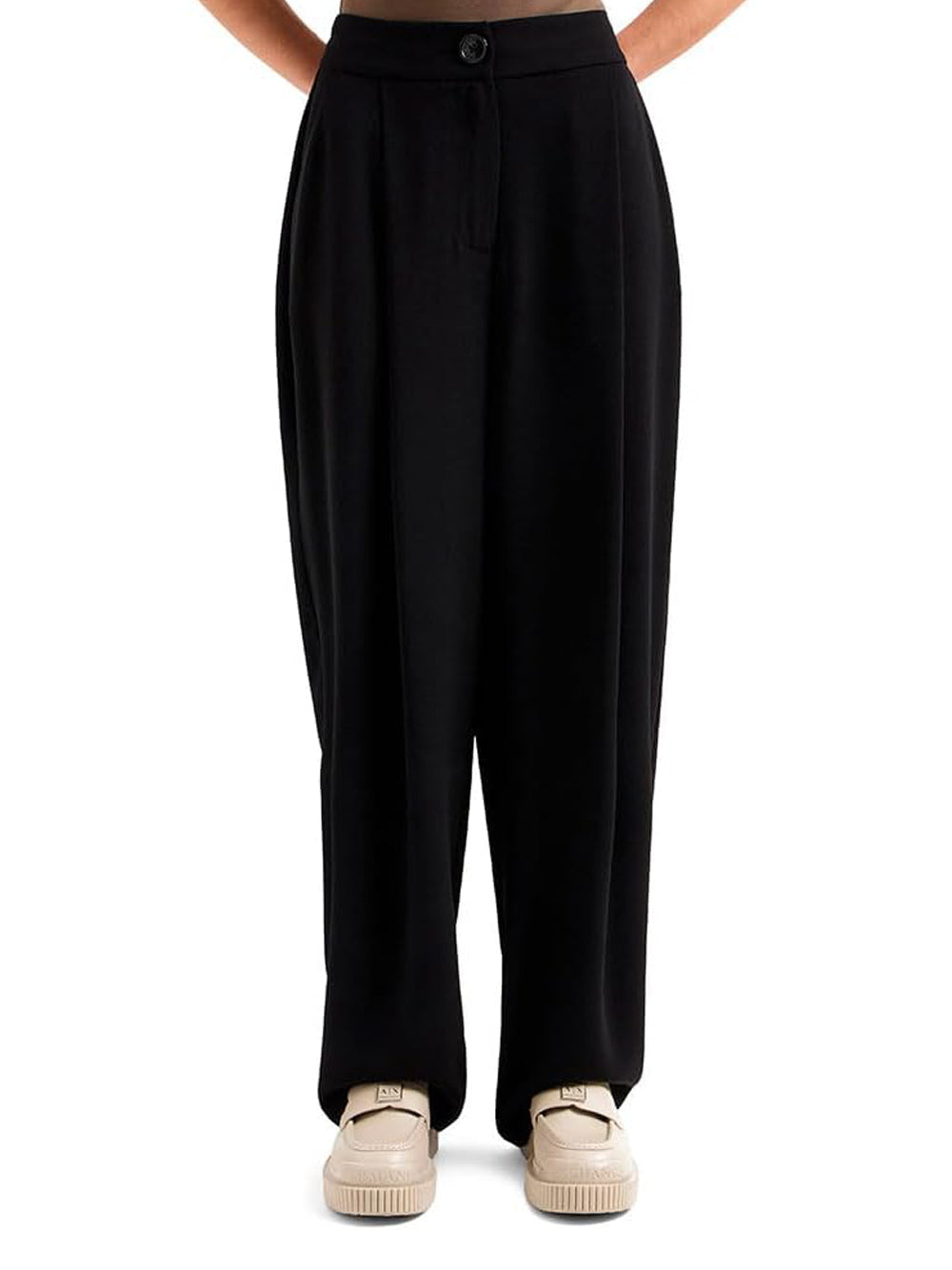 Pantaloni Twill pleated trousers XW000942 Black