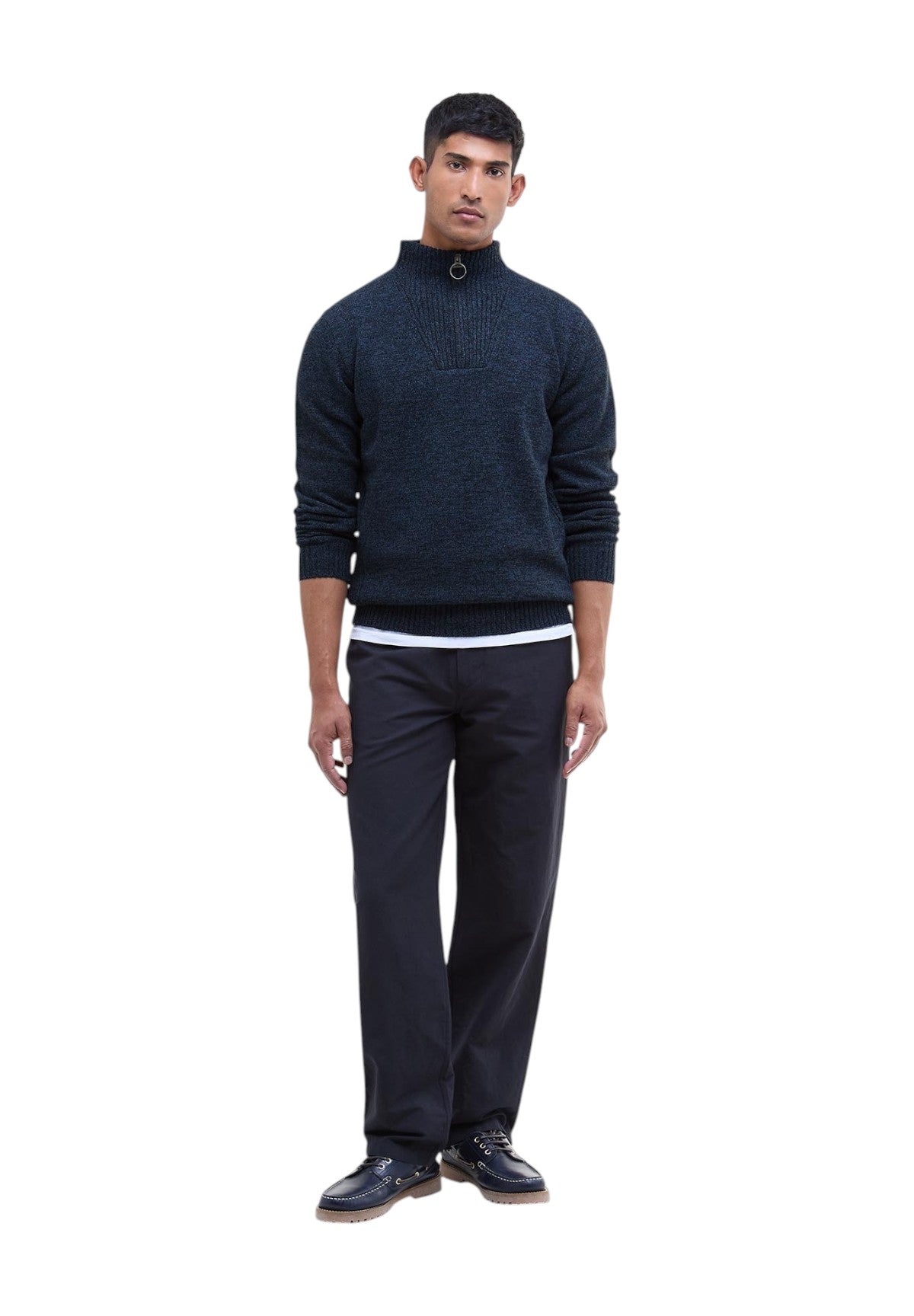 Maglione Girocollo Essential L/Wool Half Zip MKN0339 Navy Mix