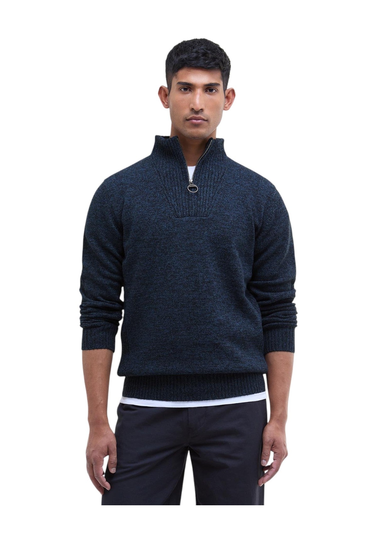 Maglione Girocollo Essential L/Wool Half Zip MKN0339 Navy Mix