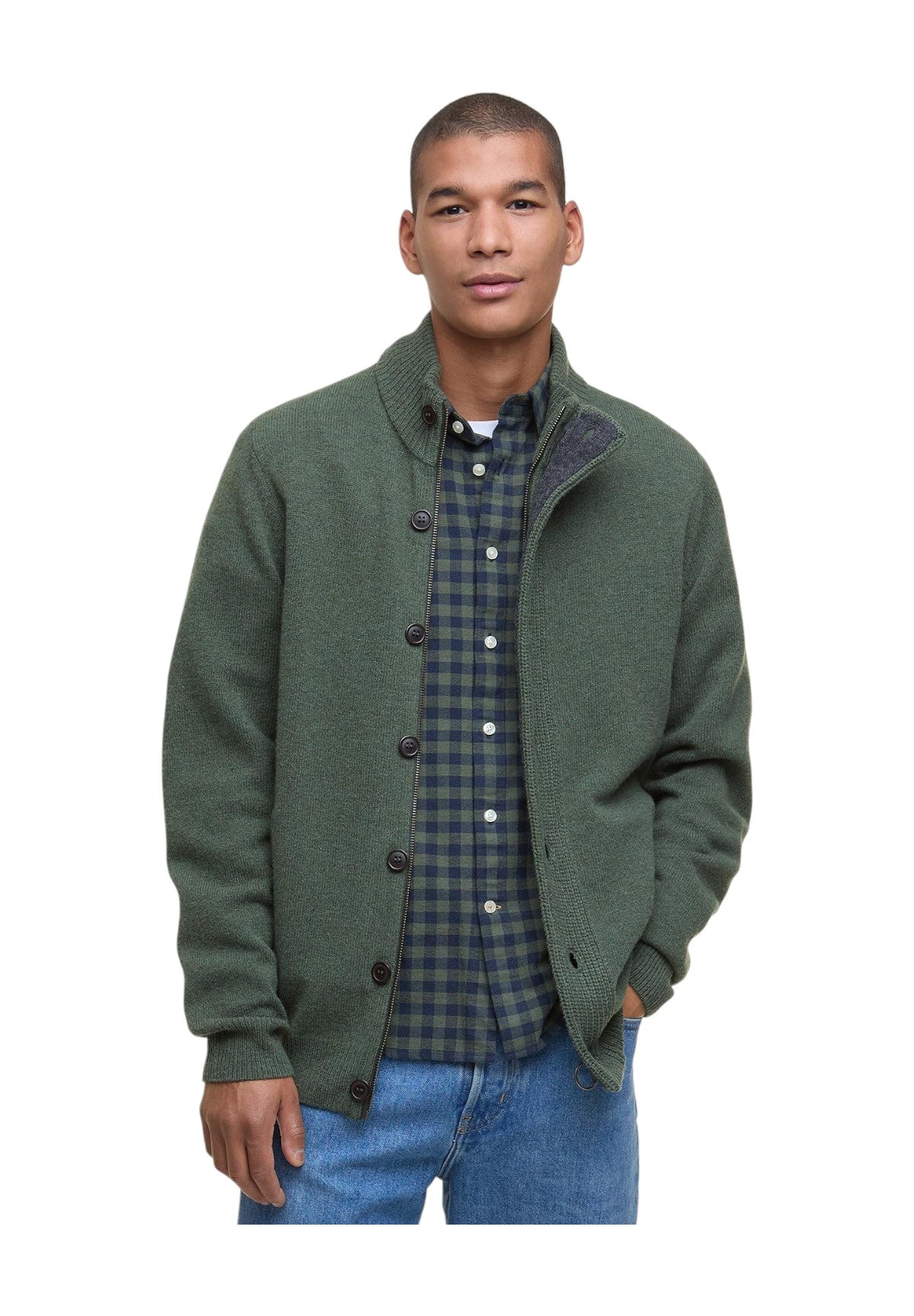 Cardigan Essential Patch Zip Through MKN0731 Olive
