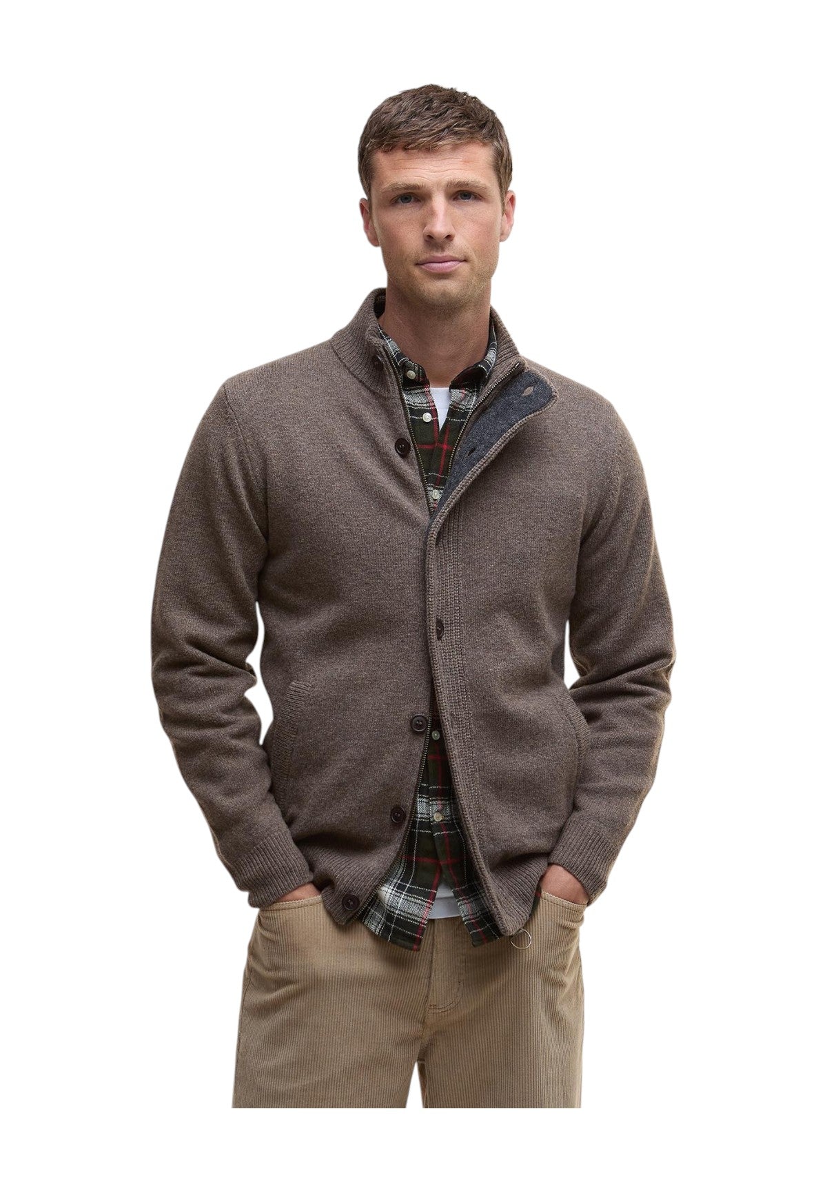 Cardigan Essential Patch Zip Through MKN0731 Dark Stone