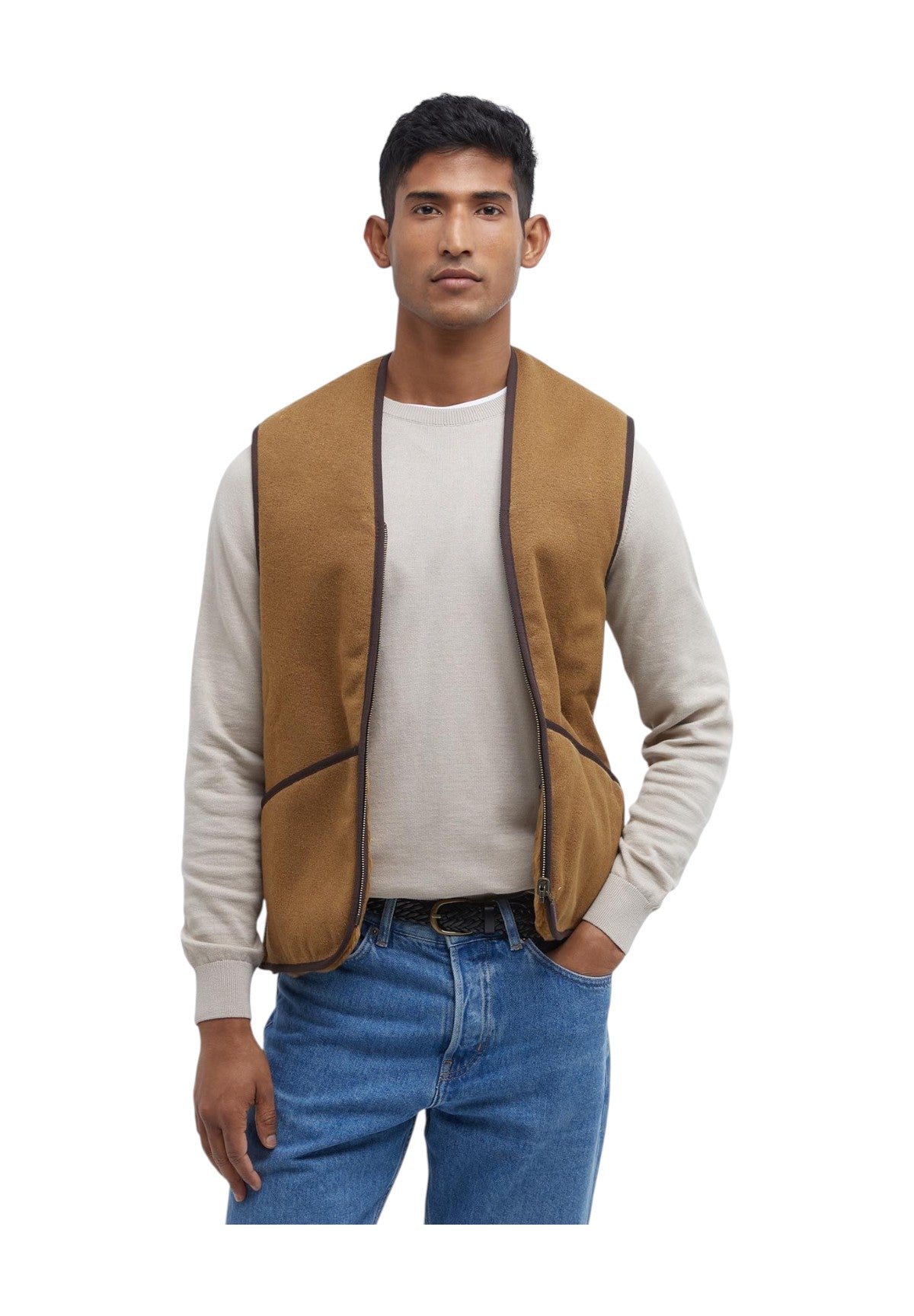 Smanicato Gilet Warm Pile Waistcoat Zip MLI0004 Brown