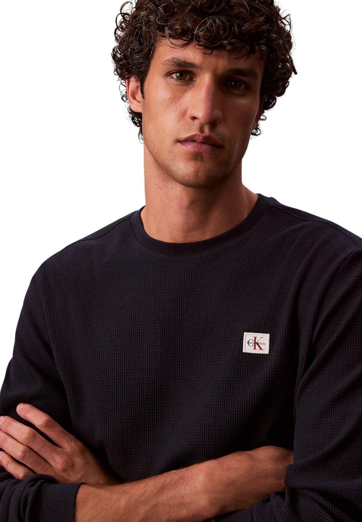 T-shirt a Maniche Lunghe Waffle Badge Crew LV040EM217 Dark sapphire