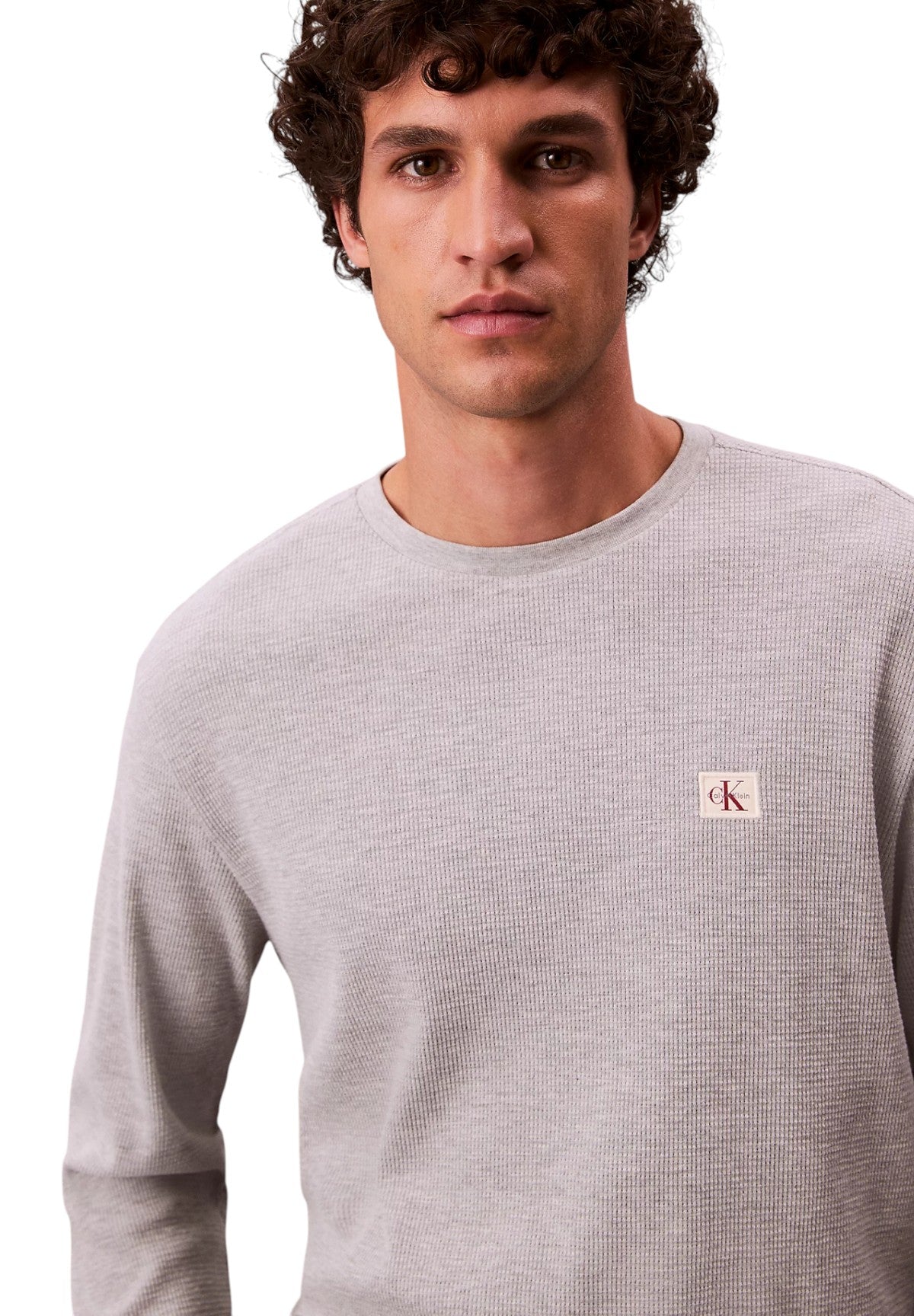 T-shirt a Maniche Lunghe Waffle Badge Crew LV040EM217 Heroic Grey Htr