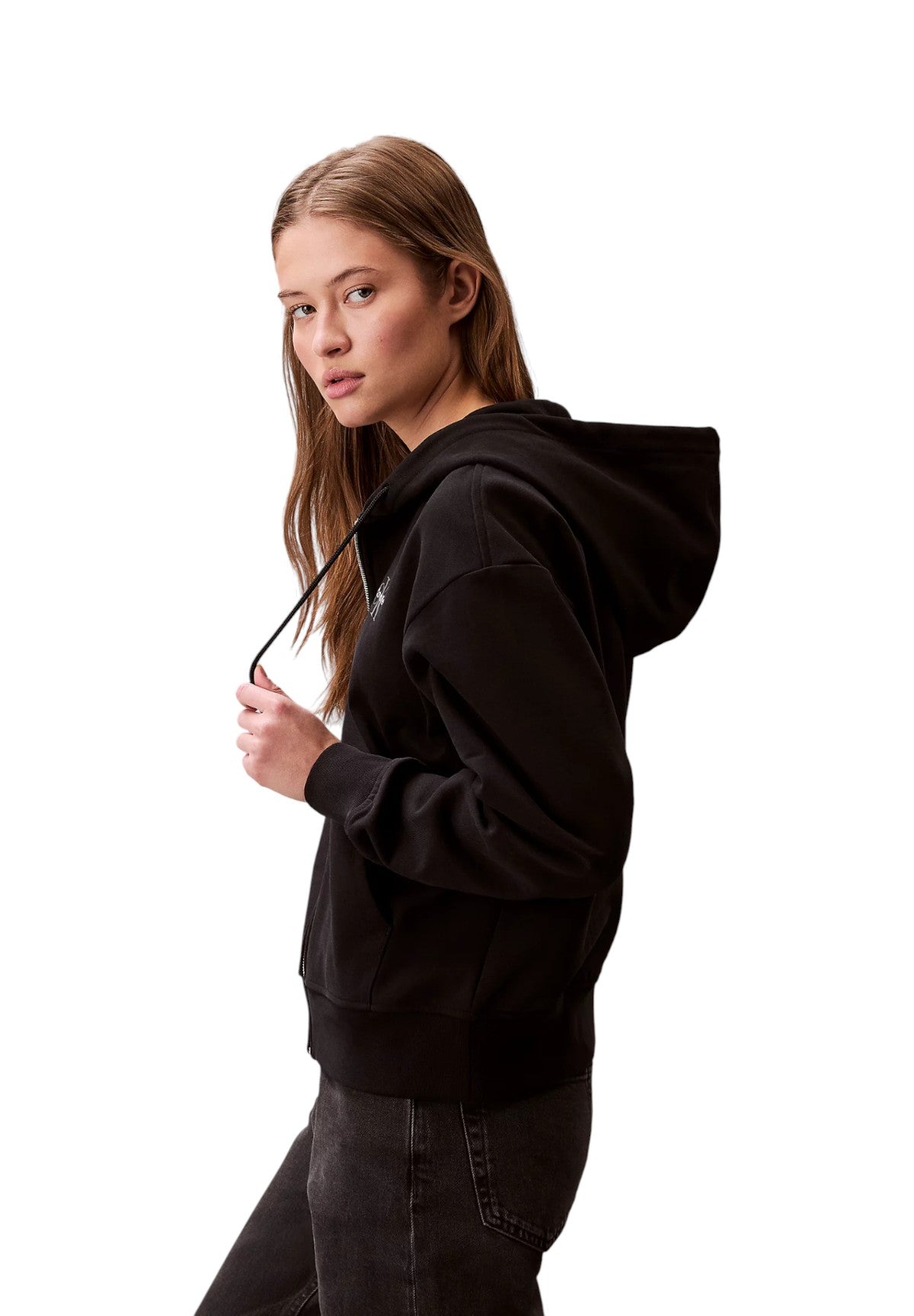 Felpa Full-Zip con Cappuccio in French Terry LV047B270G Black