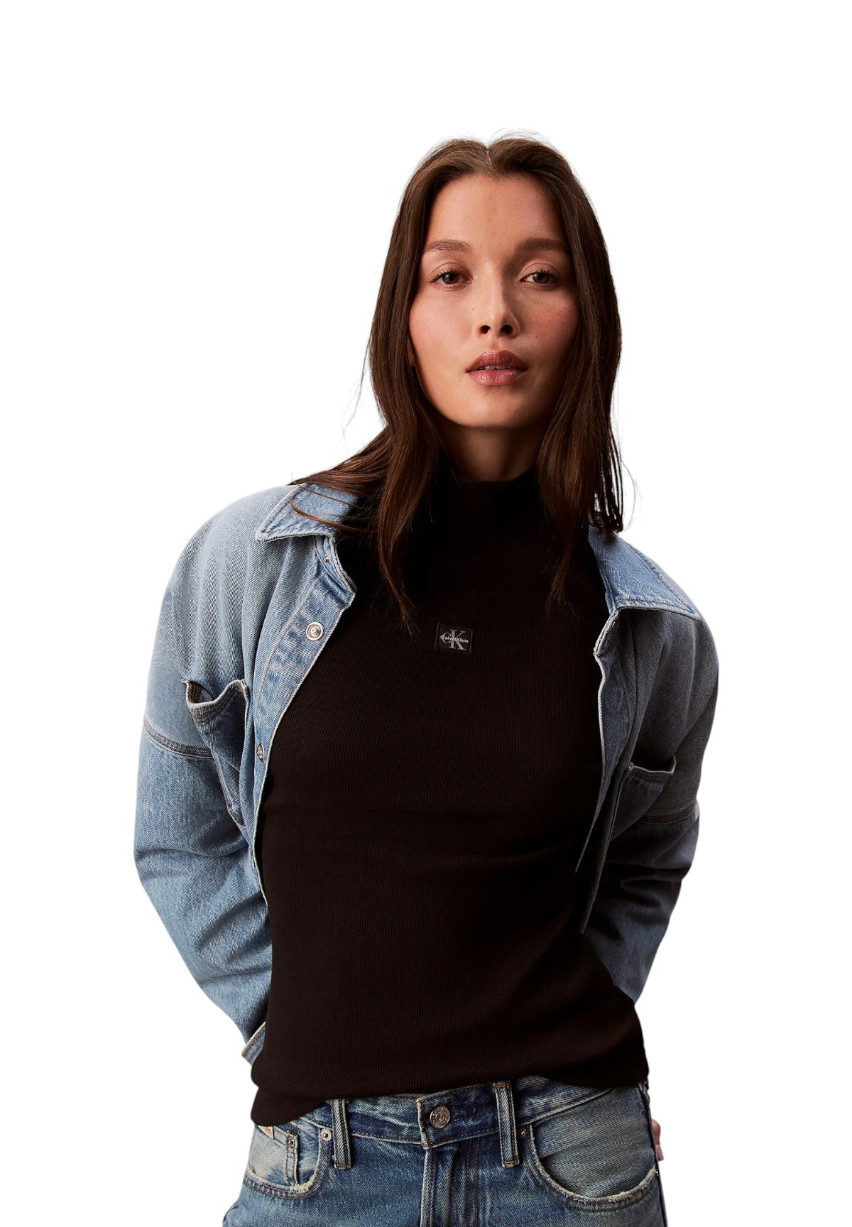 Maglione Collo Alto Ls Woven Label Turtl LV047D203G Black