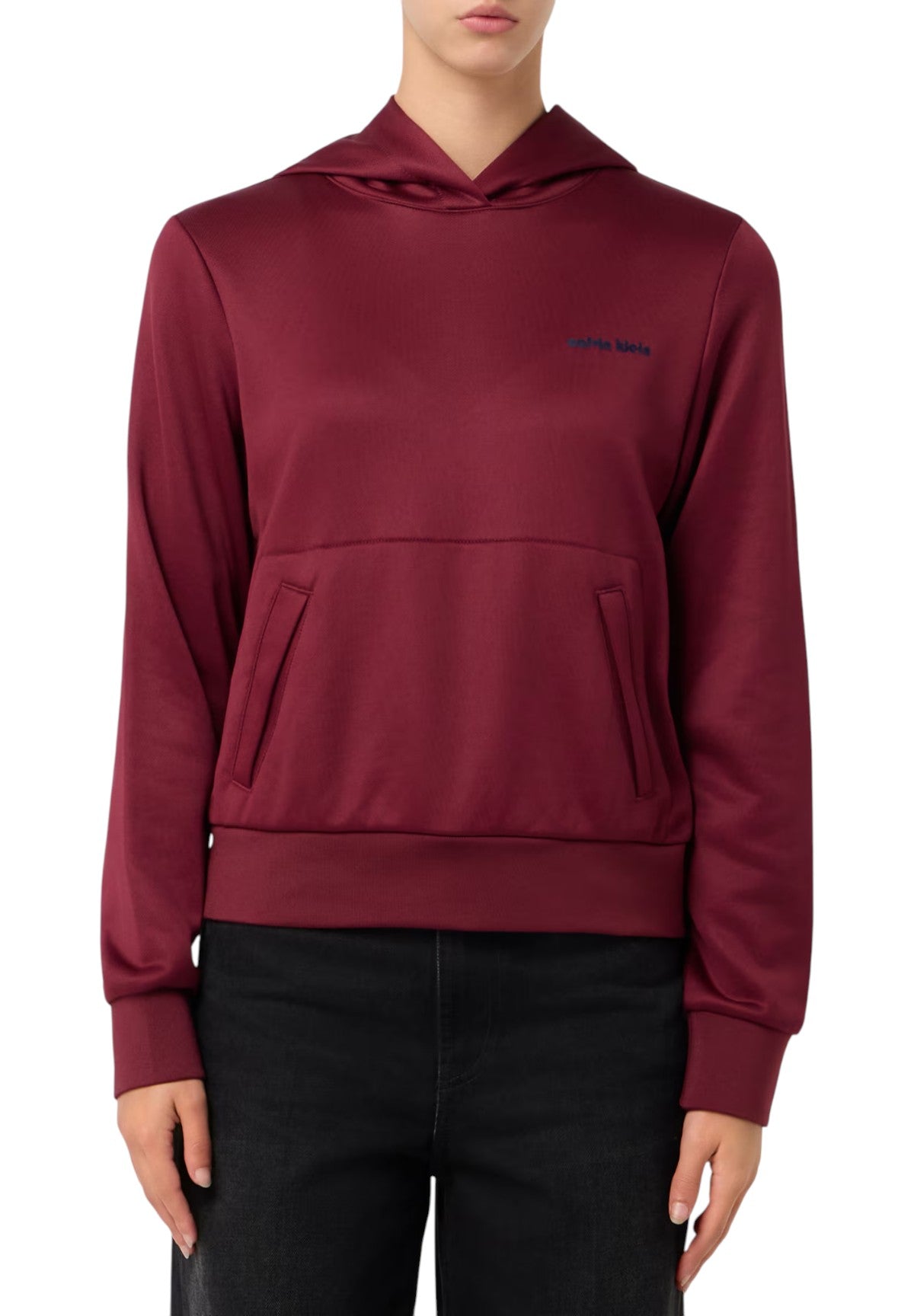 Felpa Pullover con Cappuccio High Shine in French Terry LV144C223G Deep Rouge