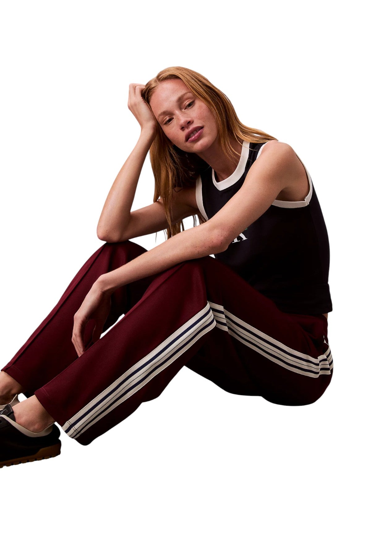 Pantaloni Tuta High Shine French Te LV144C239G Deep Rouge