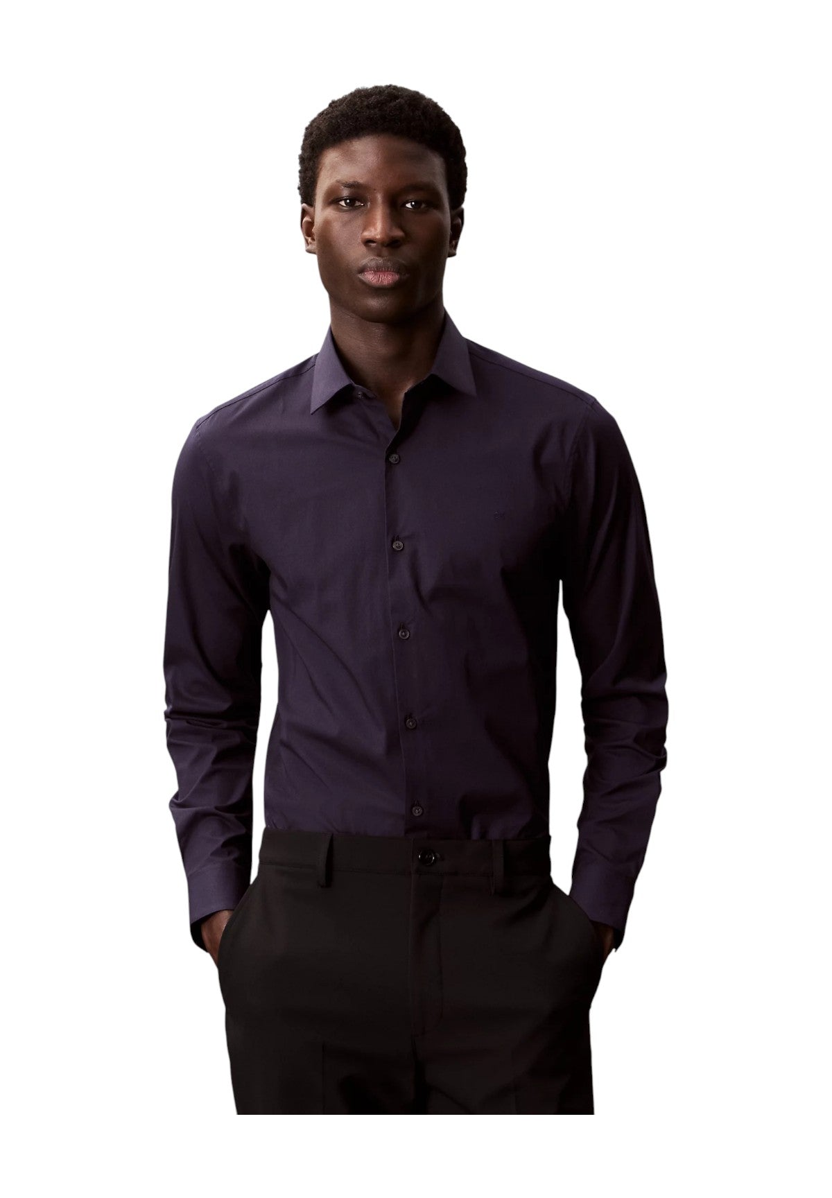 Camicia a Maniche Lunghe Slim Essential Poplin LV019EU000 Night Sky