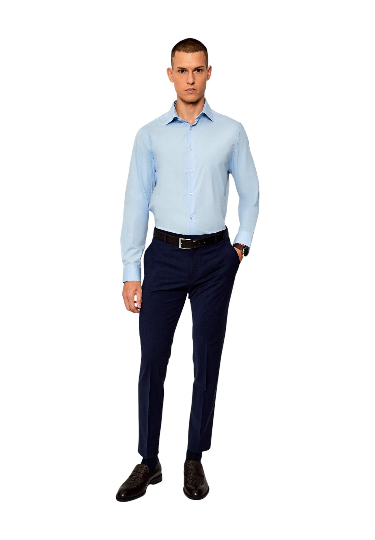 Camicia a Maniche Lunghe Essential Poplin LV019EU001 Calm Blue