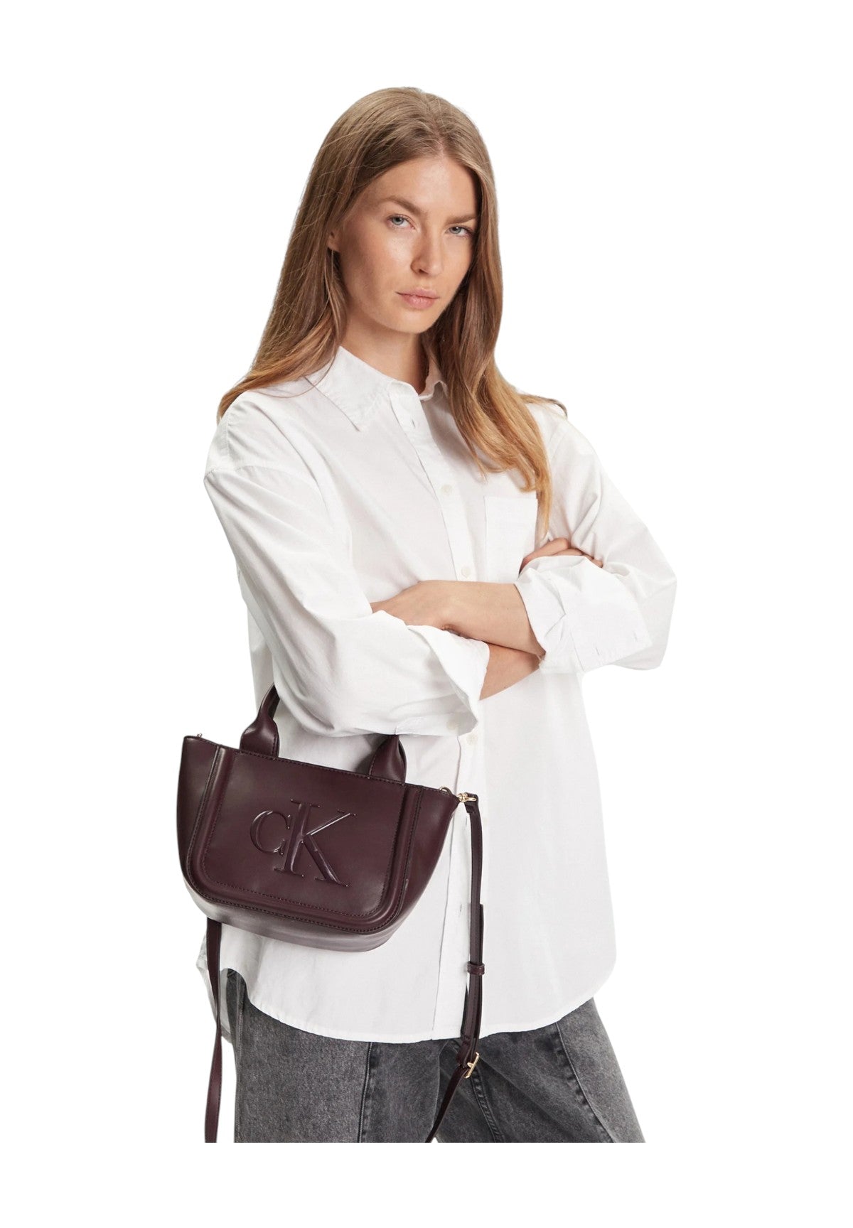 Borsa Tote Raised Ck Small LV04F3219G Fudge