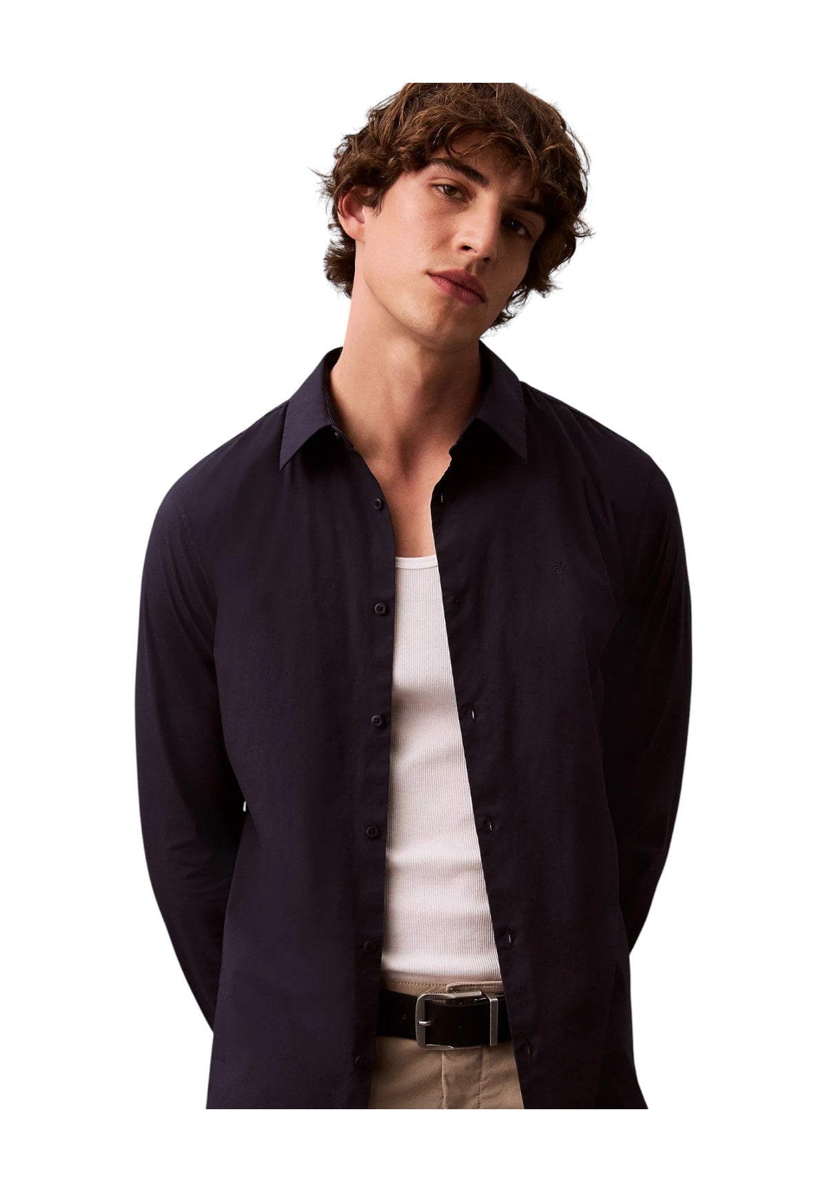 Camicia a Maniche Lunghe Solid Stretch LV04LB145G Dark sapphire