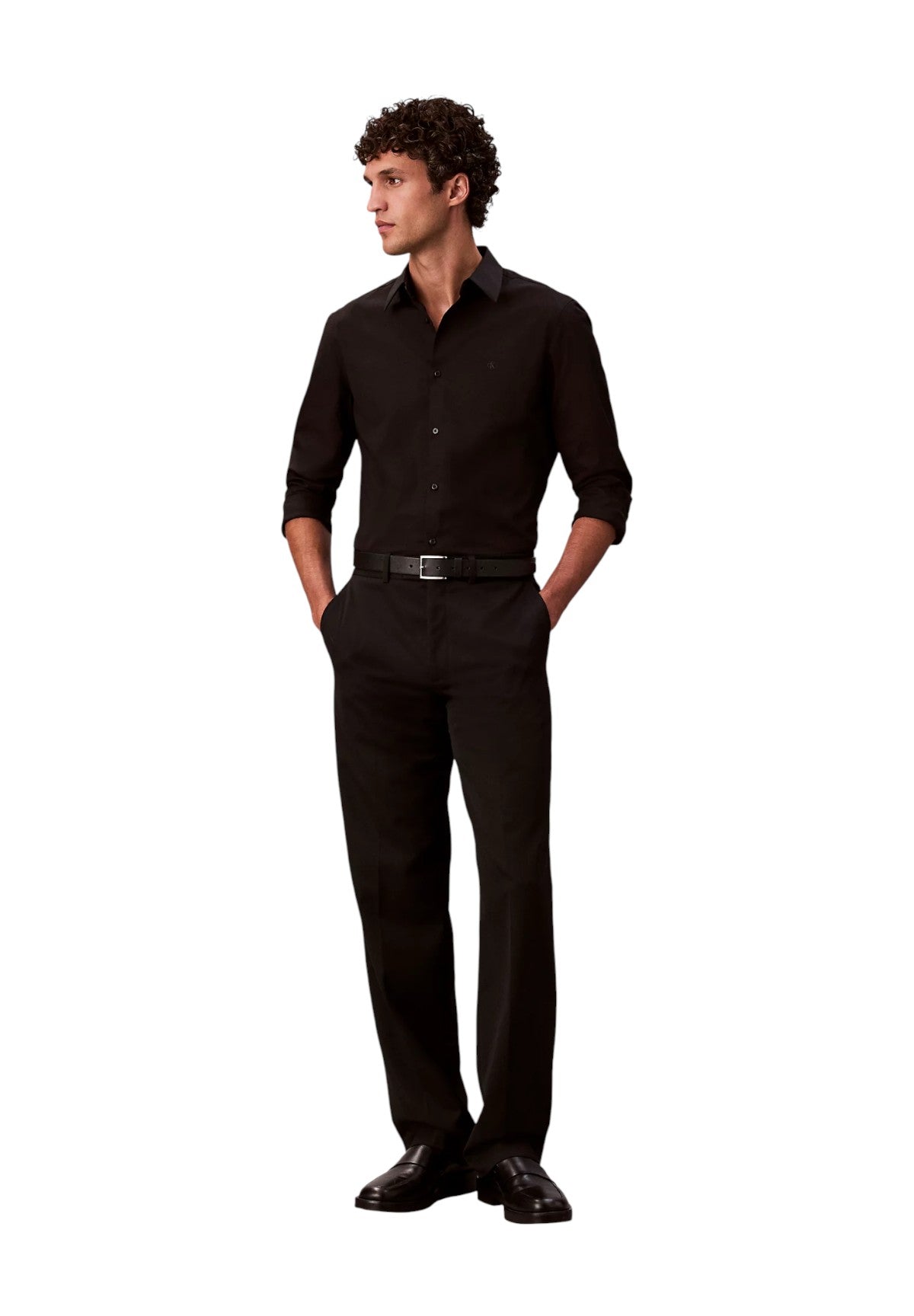 Camicia a Maniche Lunghe Solid Stretch LV04LB145G Black
