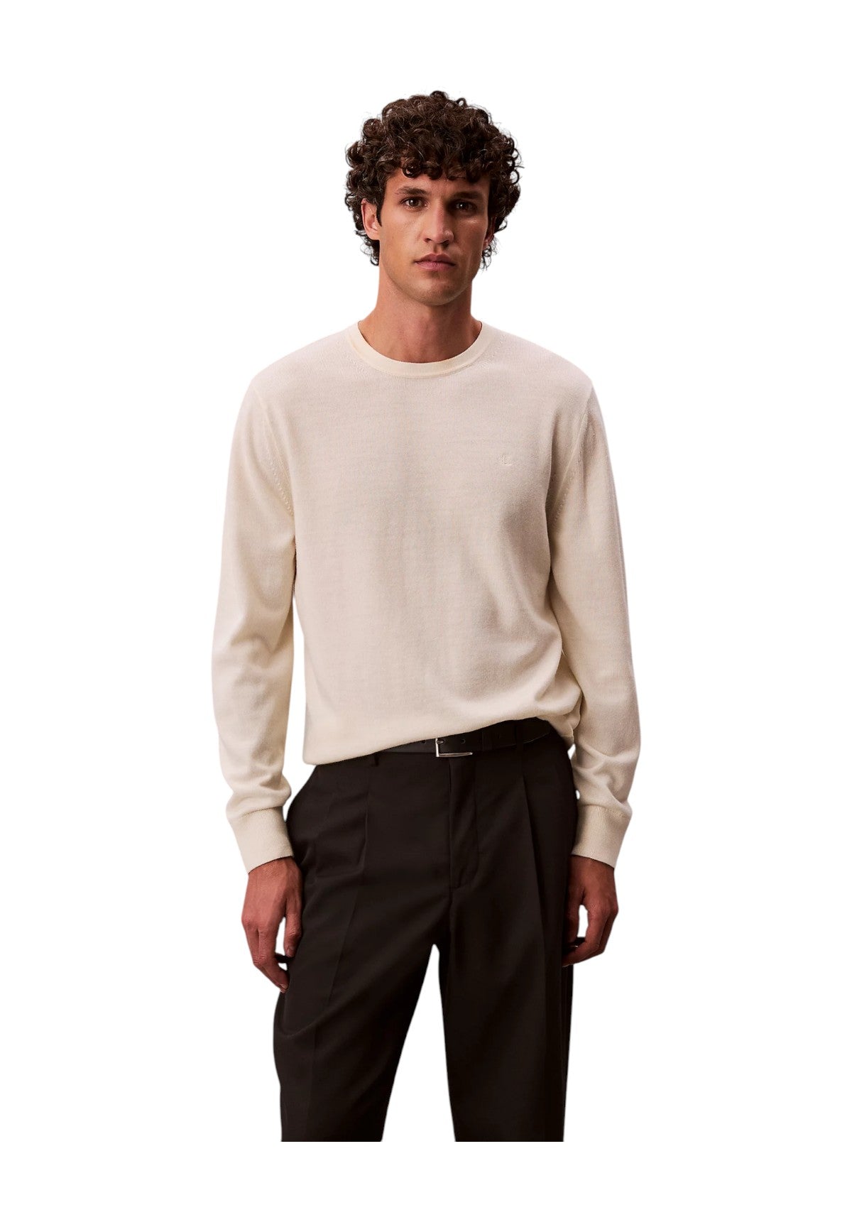 Maglione Girocollo 100% Merino LV04LB305G Antique White