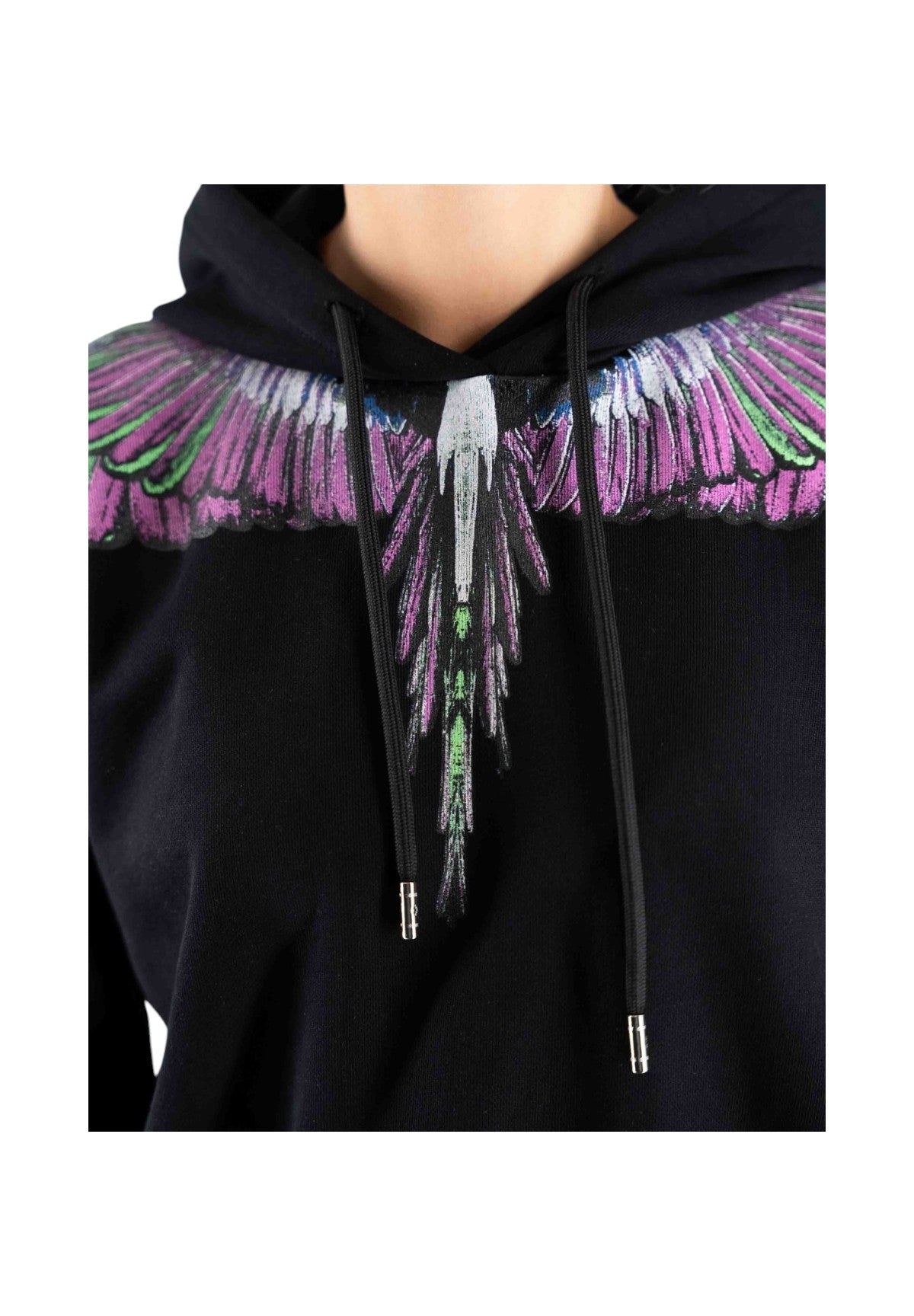 Felpa Pullover con Cappuccio 25ICM30000 Nero, Pink Wings