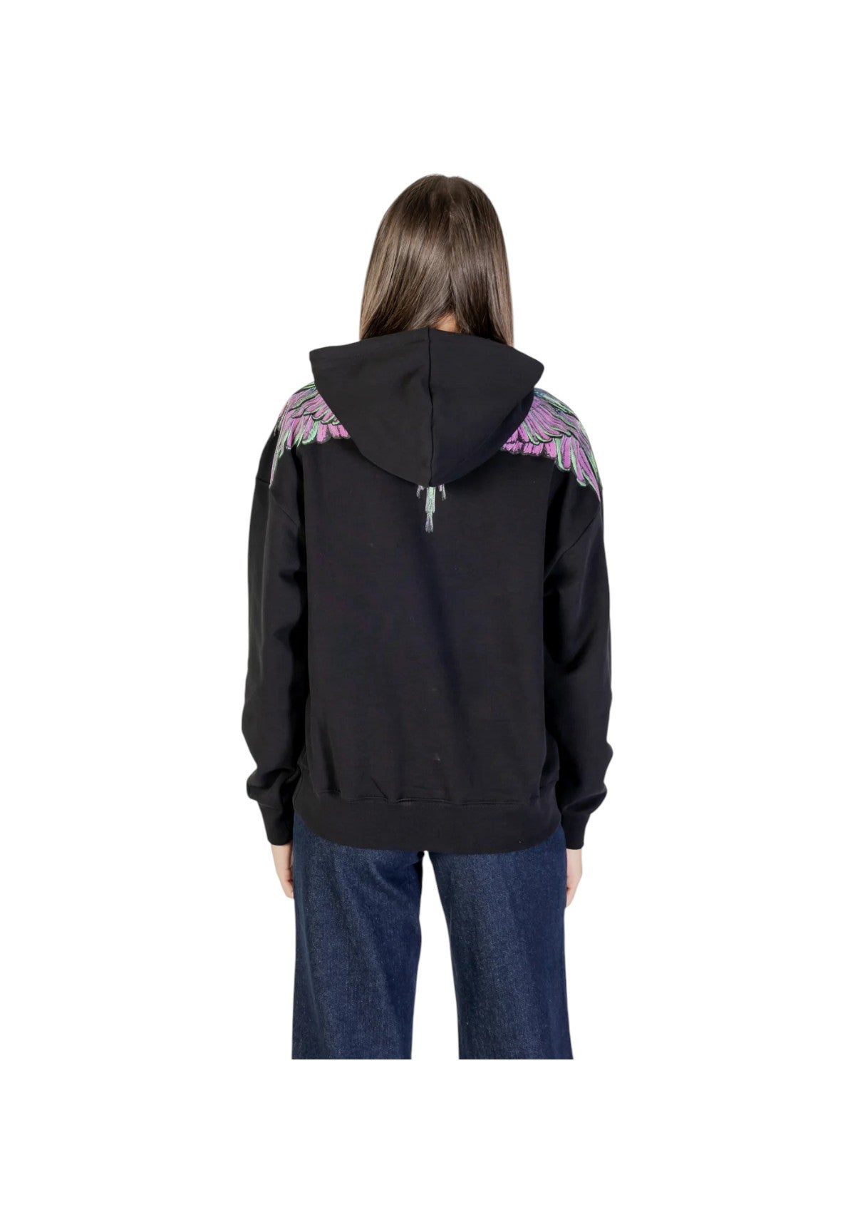 Felpa Pullover con Cappuccio 25ICM30002 Nero, Pink Wings
