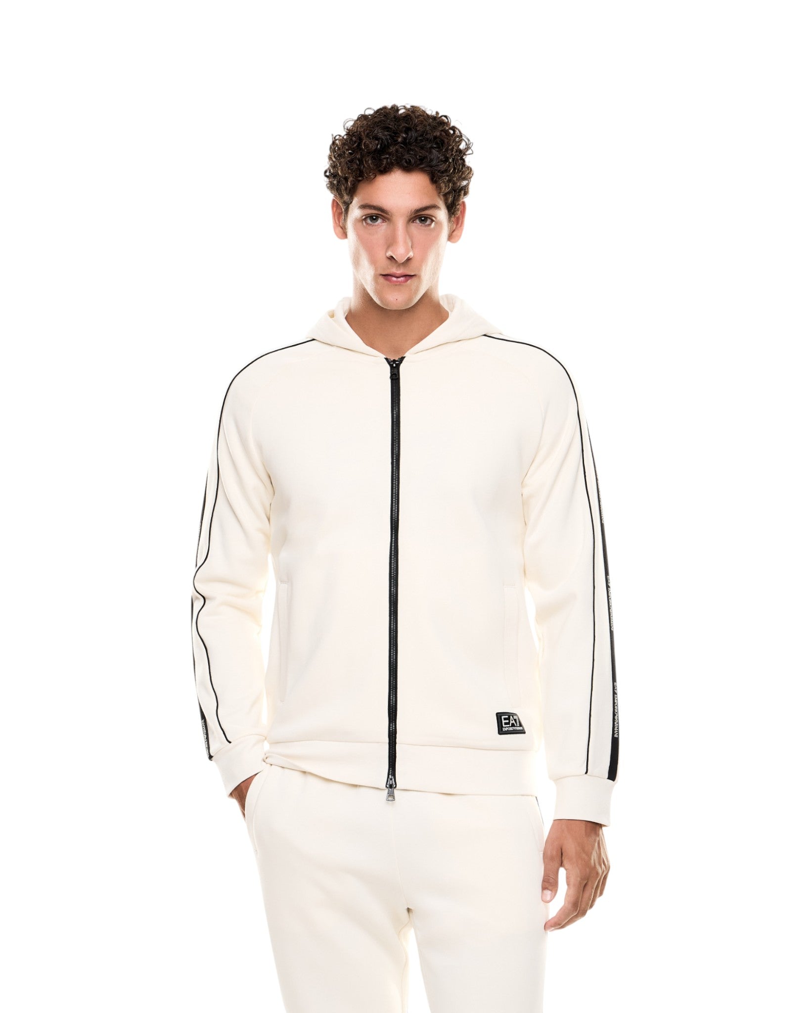 Felpa Full-Zip con Cappuccio 7M000973 Vanilla Ice