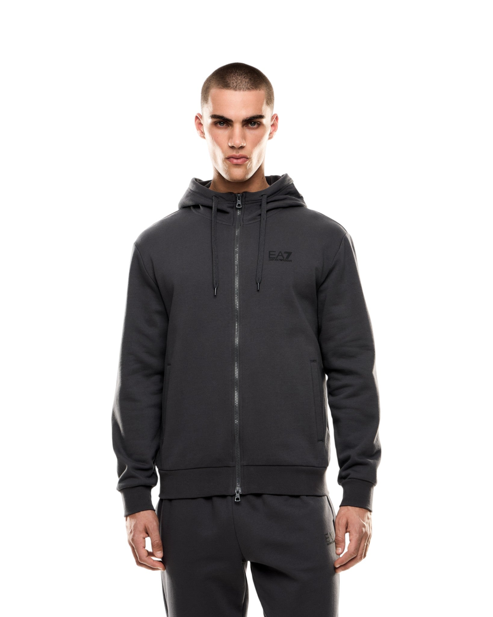 Felpa Full-Zip con Cappuccio 8NPM38 Asphalt