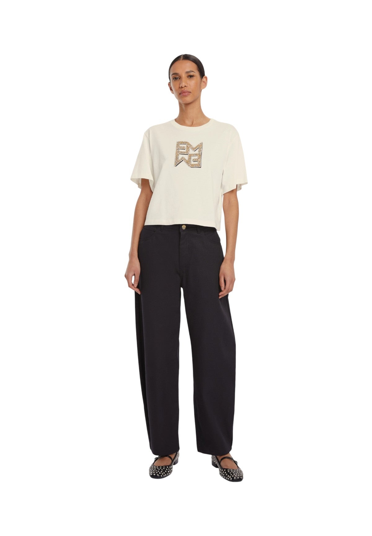 T-shirt a Maniche Corte 2525976021200 MICAELABIS Panna