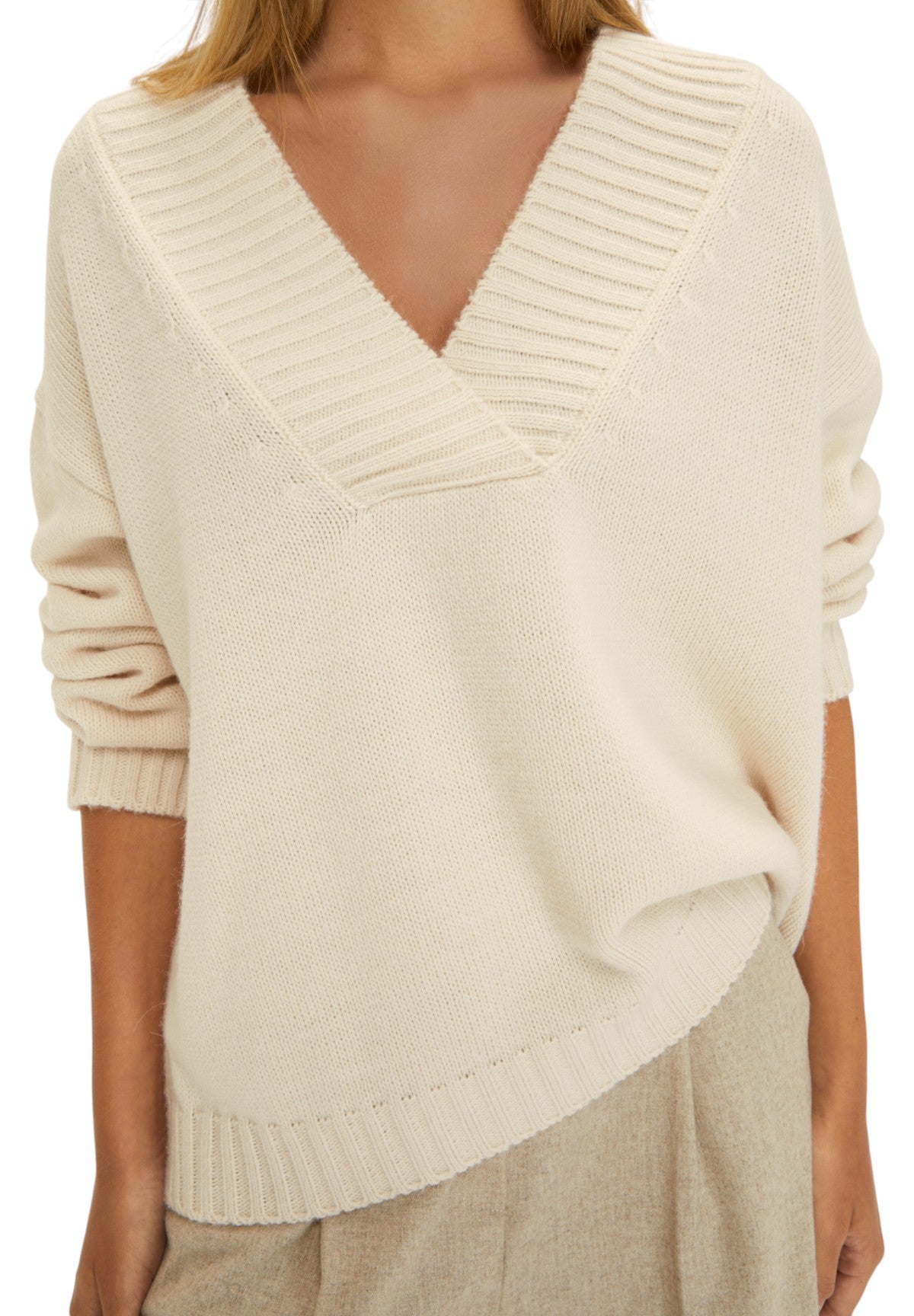 Maglione con Scollo a V 2525366075200 ONDINA Panna