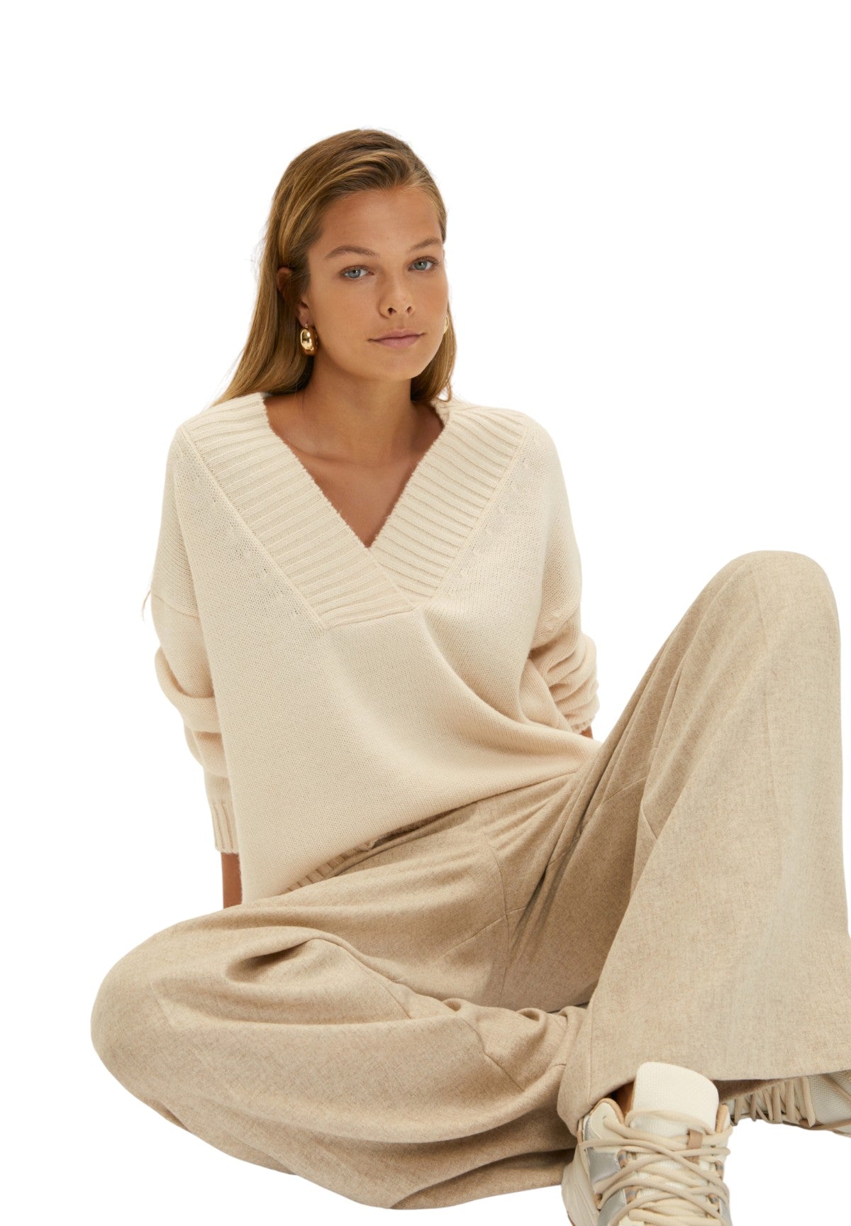 Maglione con Scollo a V 2525366075200 ONDINA Panna