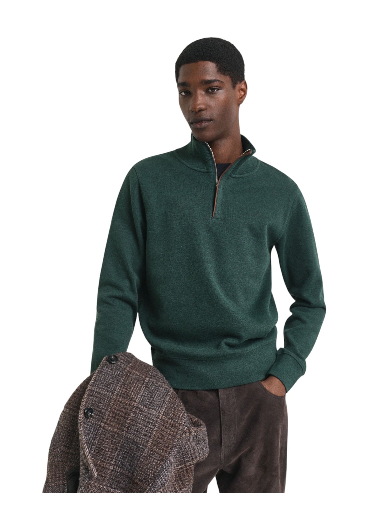 Maglione Collo Alto Ribbed Half Zip 2068028 Tartan Green