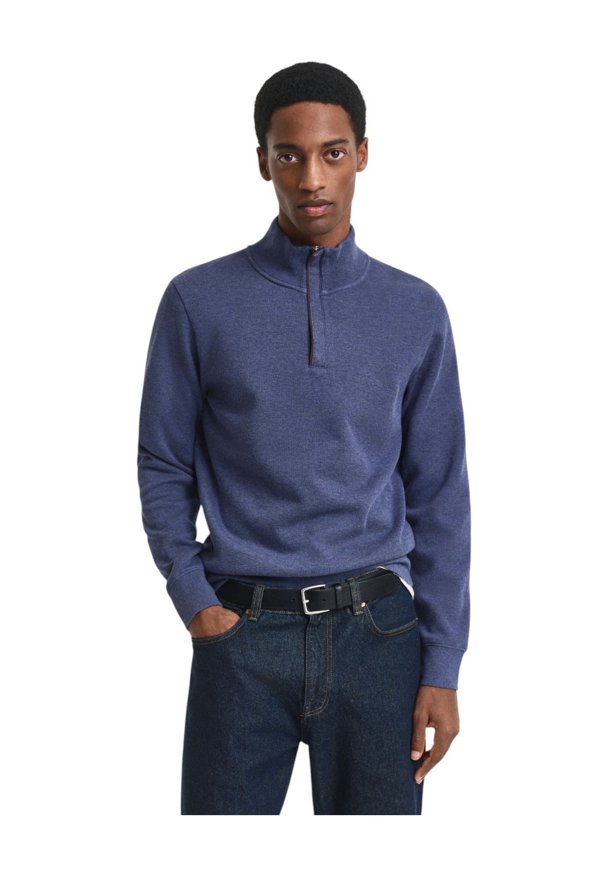 Maglione Collo Alto Ribbed Half Zip 2068028 Dark Jeansblue Melange