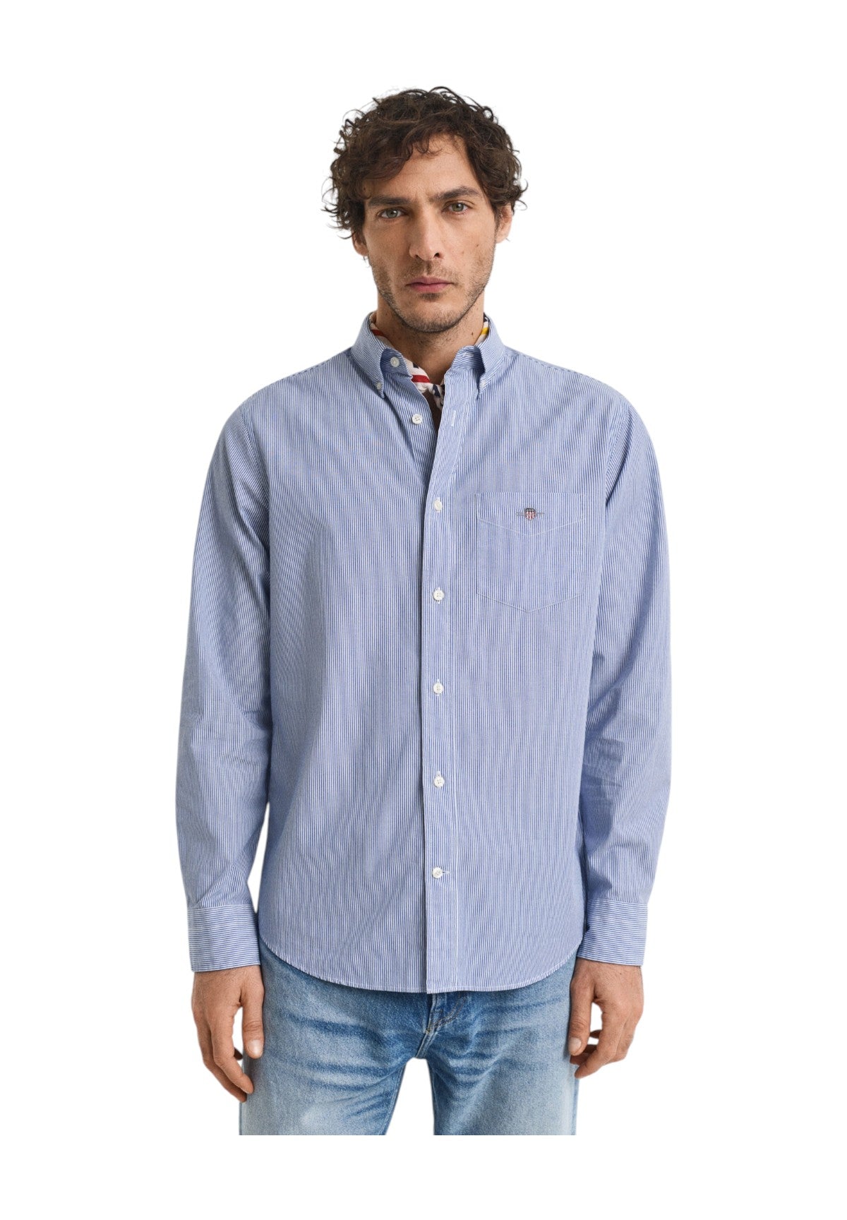 Camicia a Maniche Lunghe Classic Poplin Banker 3000140 College Blue