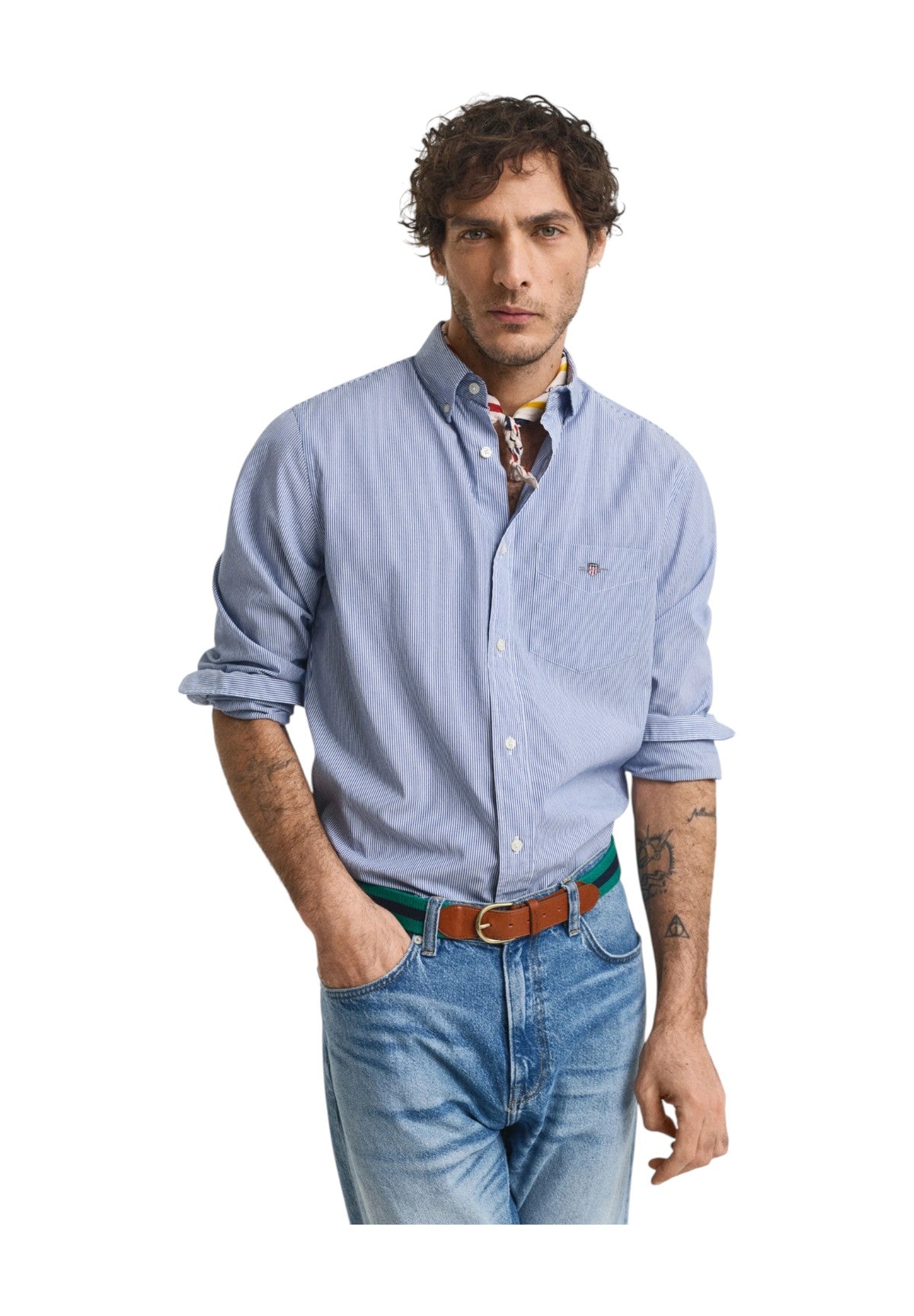 Camicia a Maniche Lunghe Classic Poplin Banker 3000140 College Blue