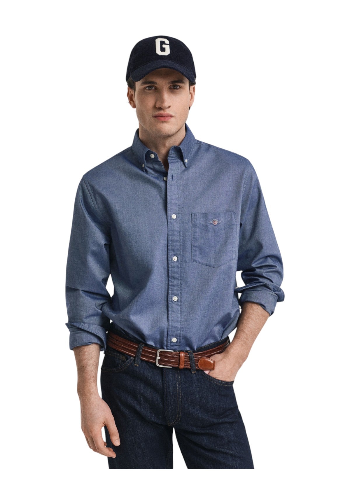 Camicia a Maniche Lunghe Classic Oxford 3000200 Persian Blue