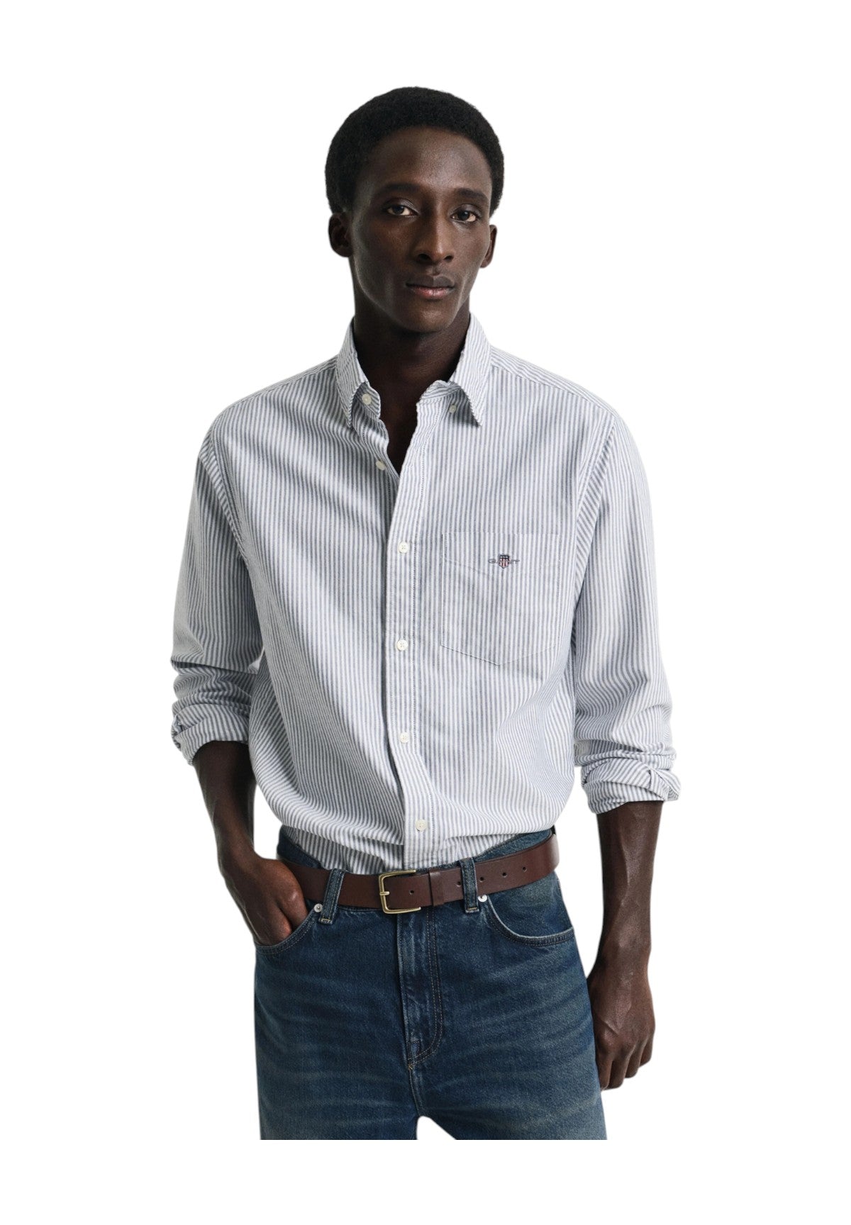 Camicia a Maniche Lunghe Classic Oxford Stripe 3000230 Persian Blue