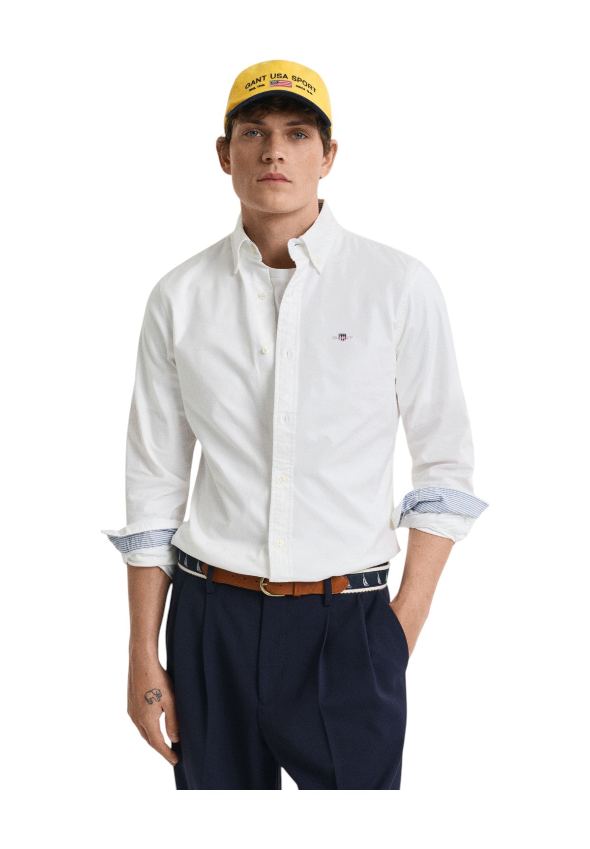 Camicia a Maniche Lunghe Slim Stretch Oxford 3230115 White