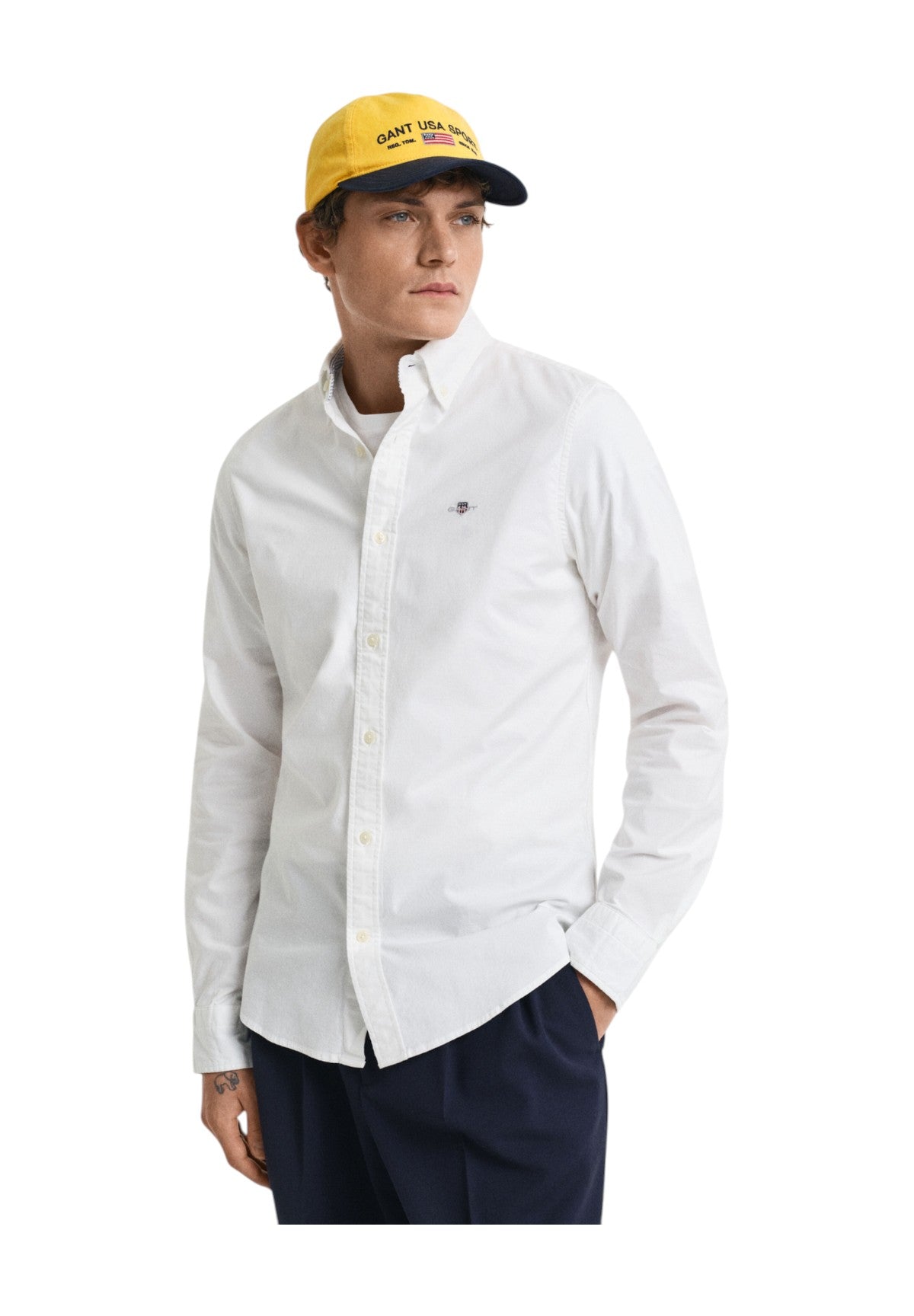 Camicia a Maniche Lunghe Slim Stretch Oxford 3230115 White