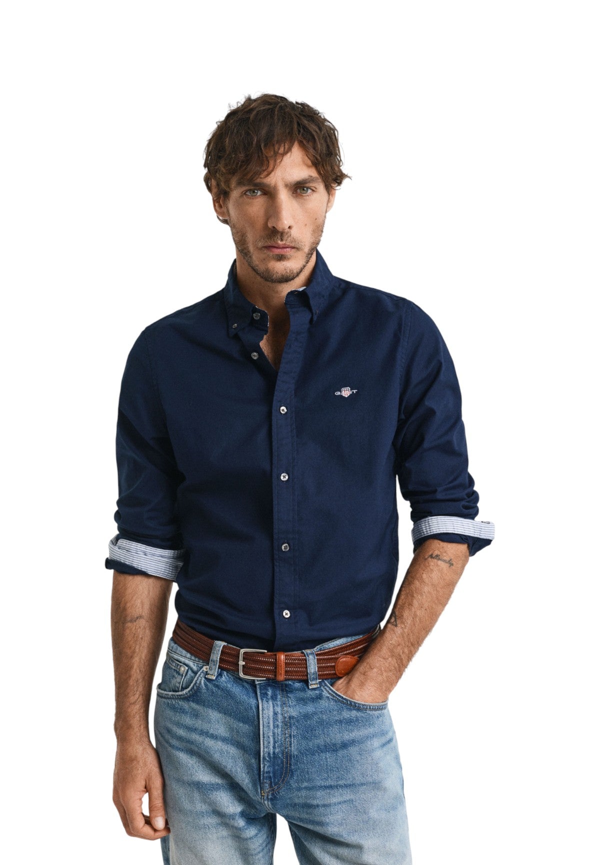 Camicia a Maniche Lunghe Oxford 3230115 Marine