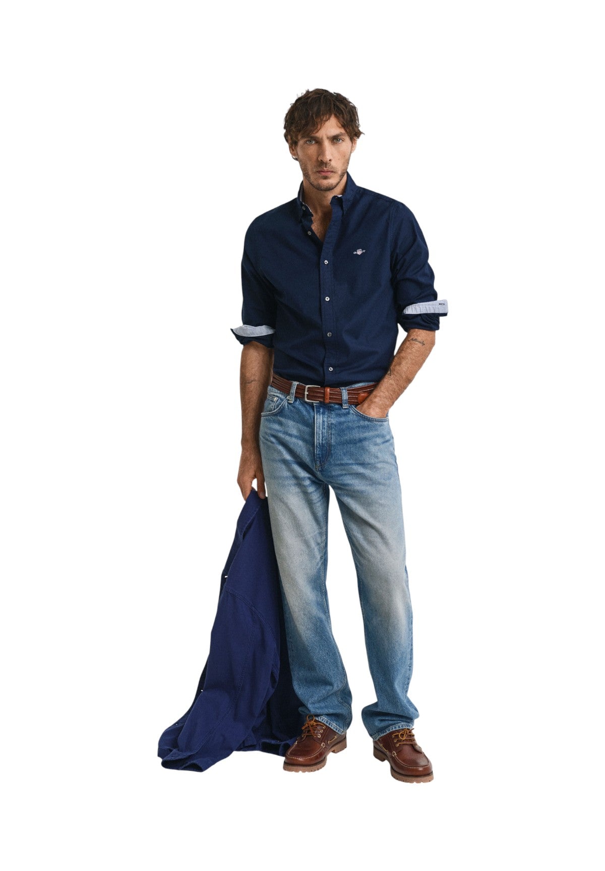 Camicia a Maniche Lunghe Oxford 3230115 Marine