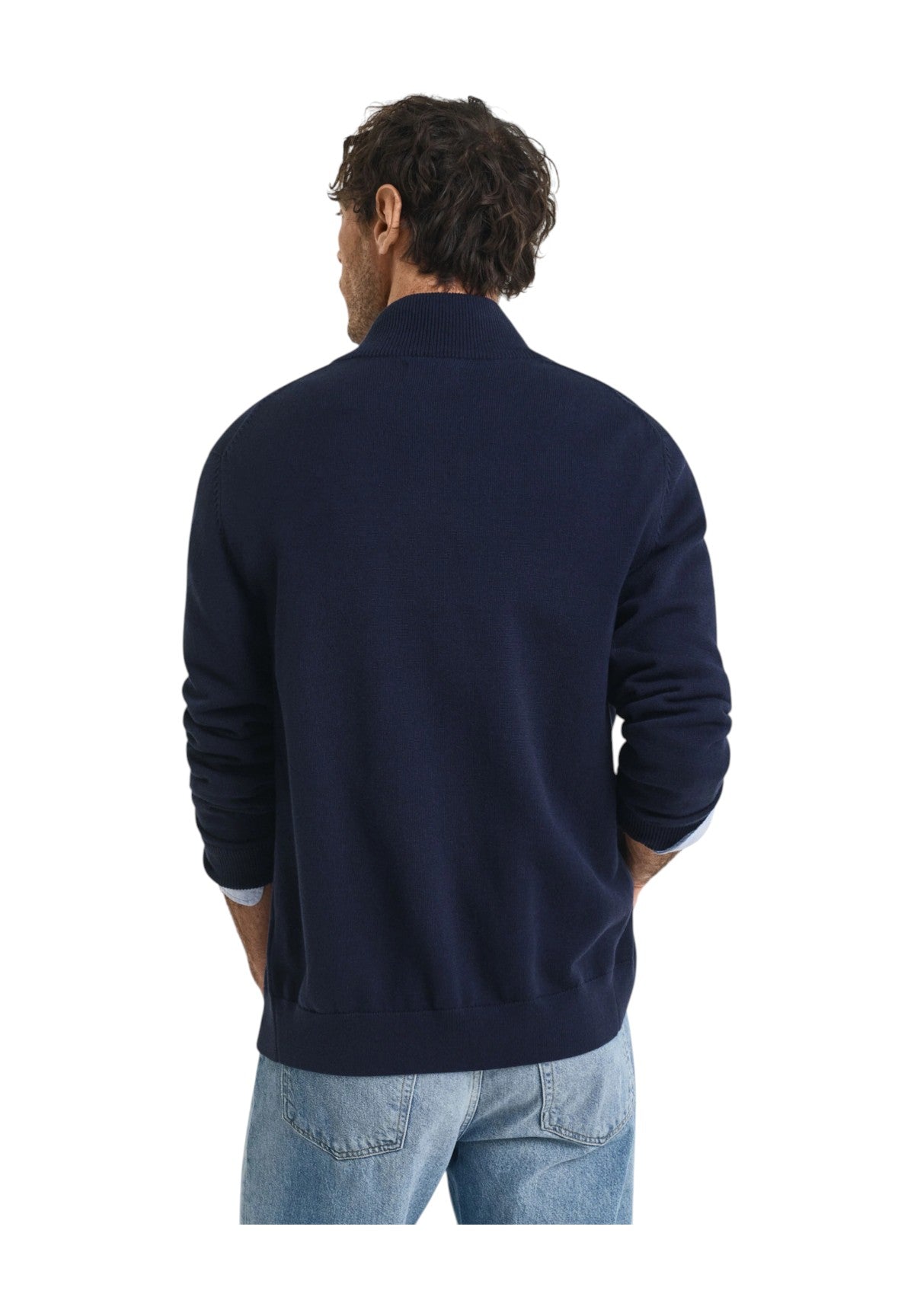 Cardigan Casual Cotton Zip 8030164 Evening Blue