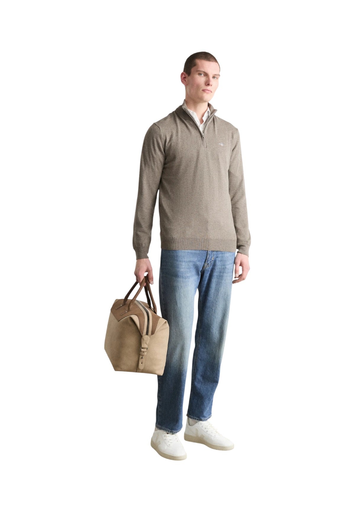Maglione con Scollo a V 8060069 Dark Hazelnut Melange