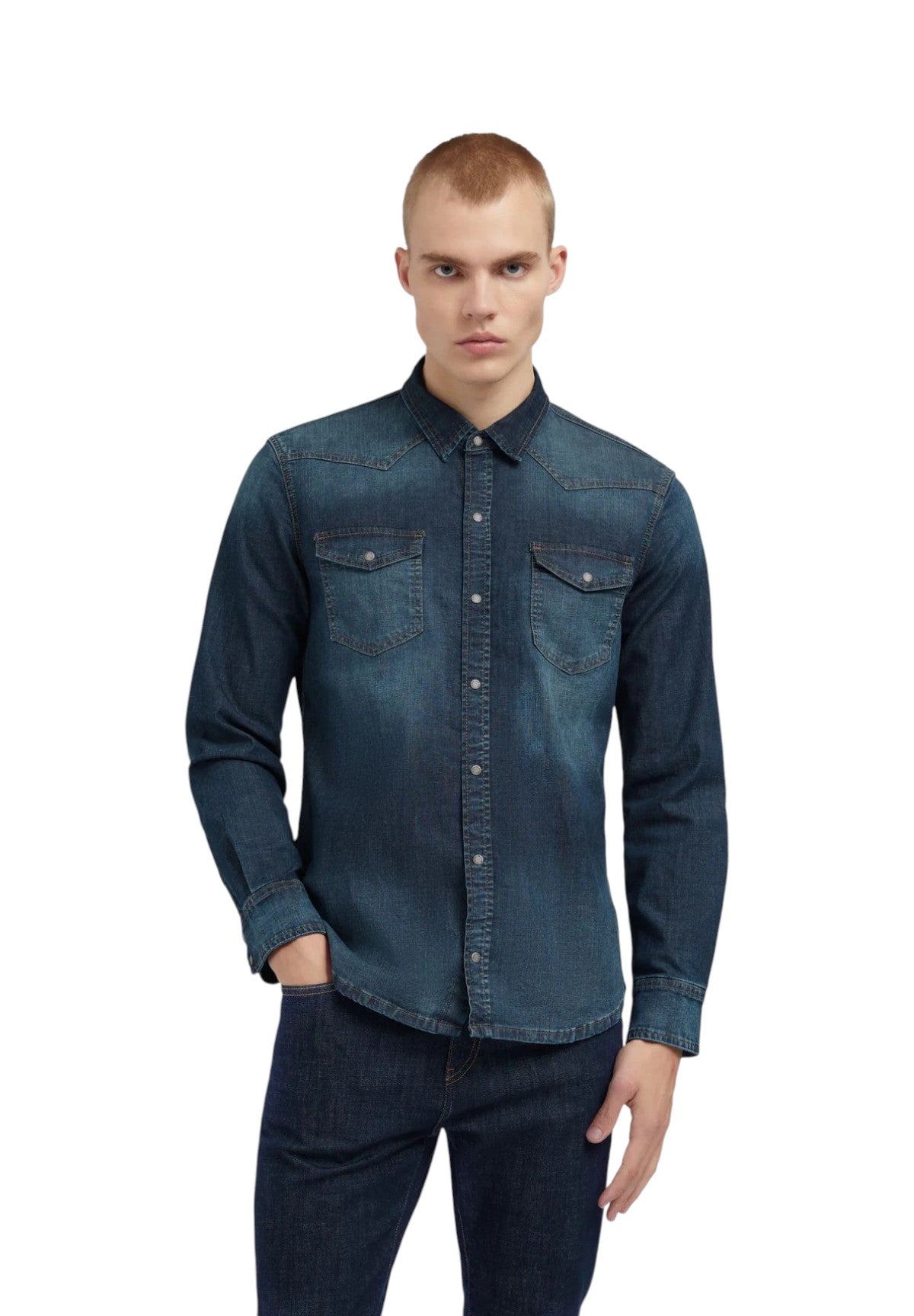 Camicia a Maniche Lunghe Kant New Denim A7302 Basic Blue Dar