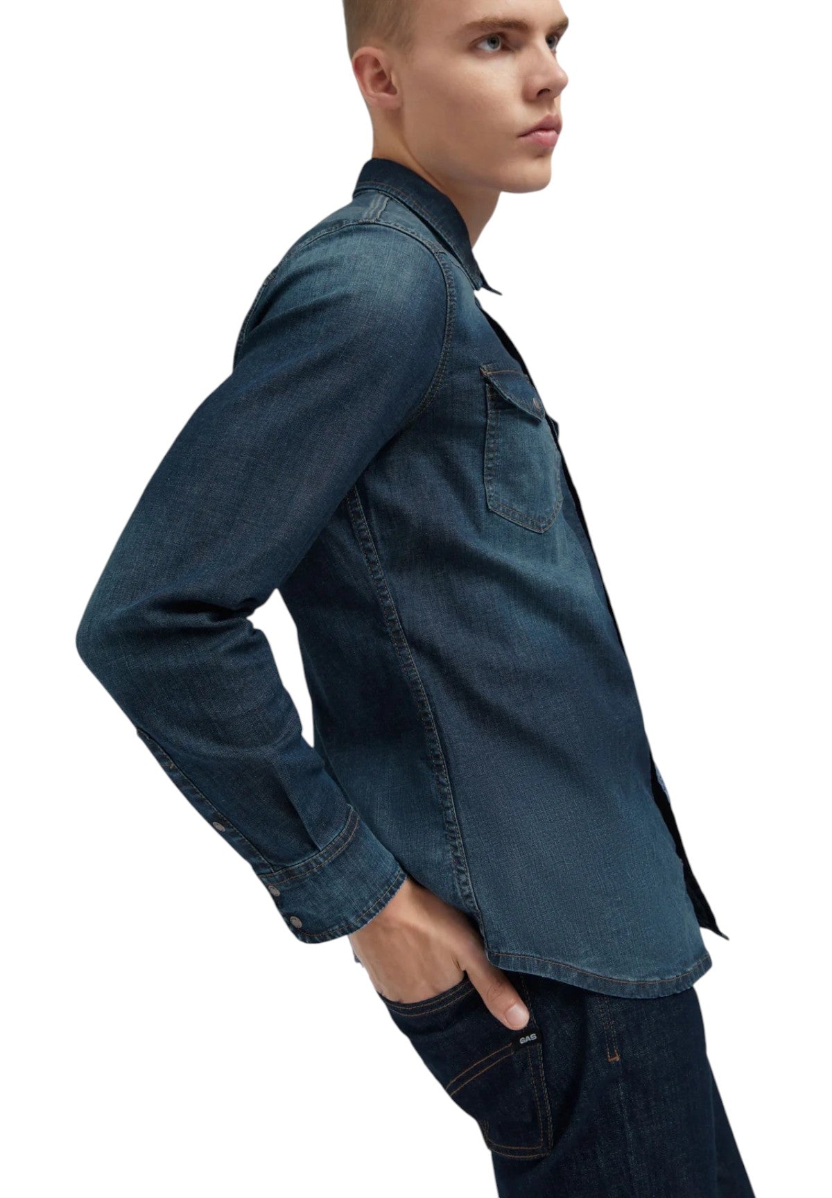 Camicia a Maniche Lunghe Kant New Denim A7302 Basic Blue Dar