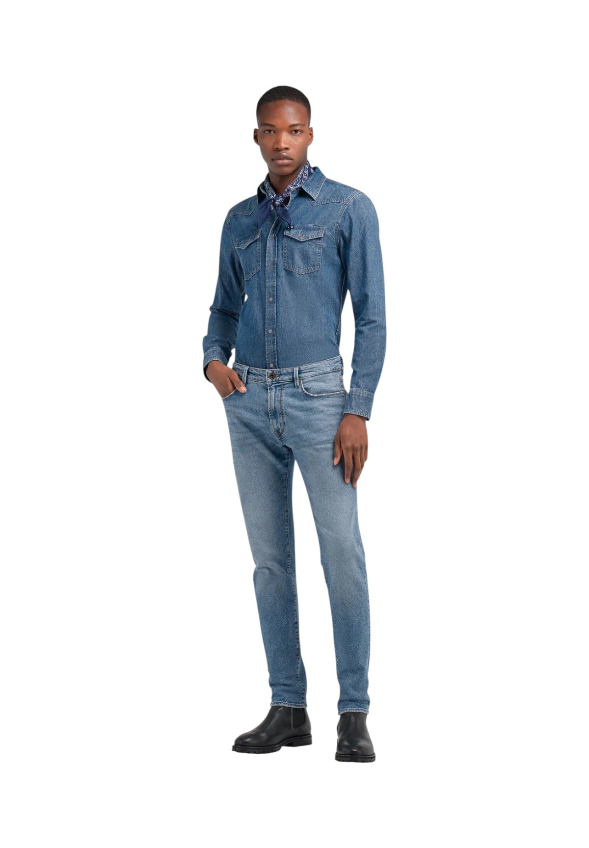 Jeans Sax Zip Rev B0551 Stone Medium