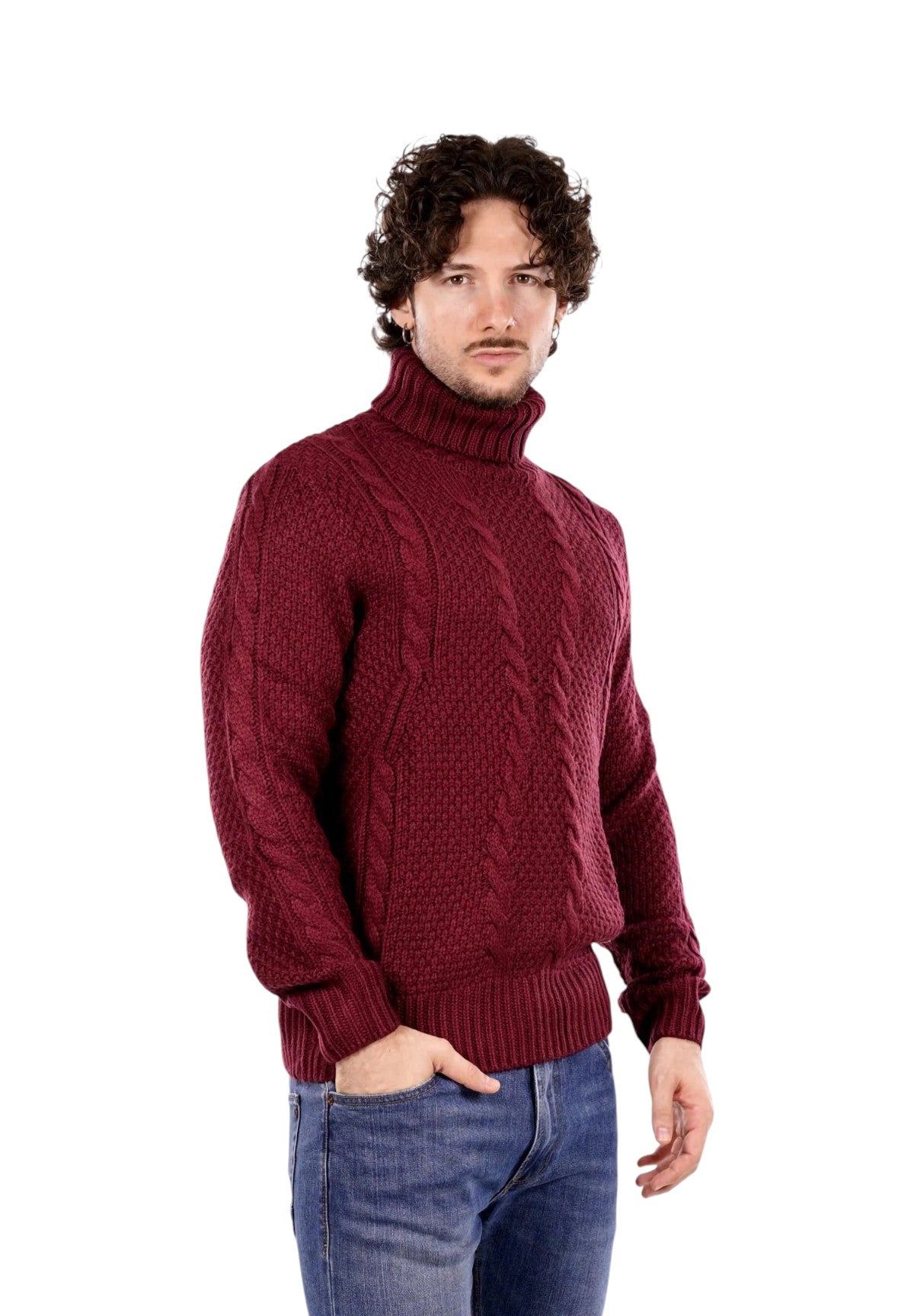 Maglione Collo Alto BW793-F25 Bordeaux