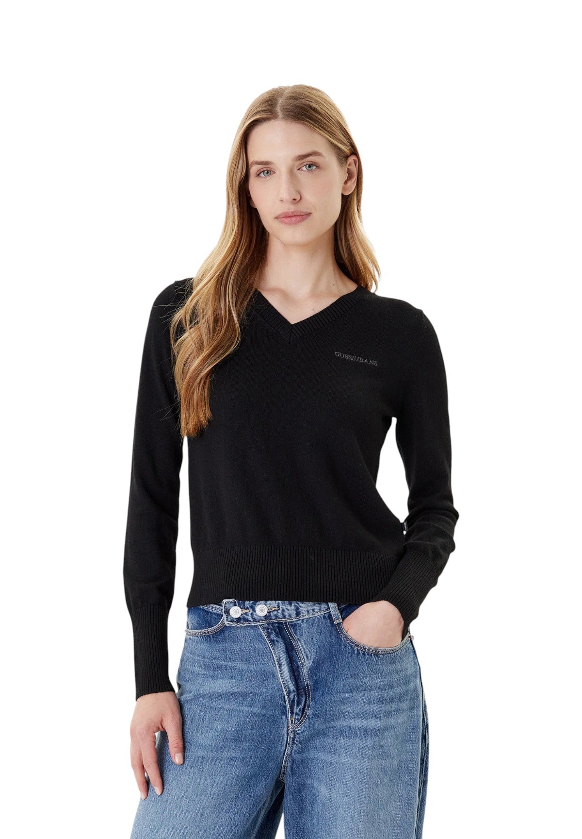 Maglione con Scollo a V W4BR84 Jet Black A996
