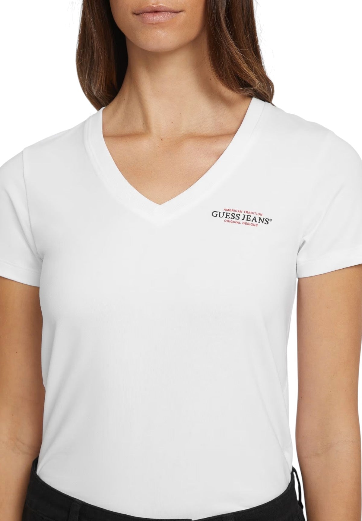 T-shirt con Scollo a V W4YI23 Pure White