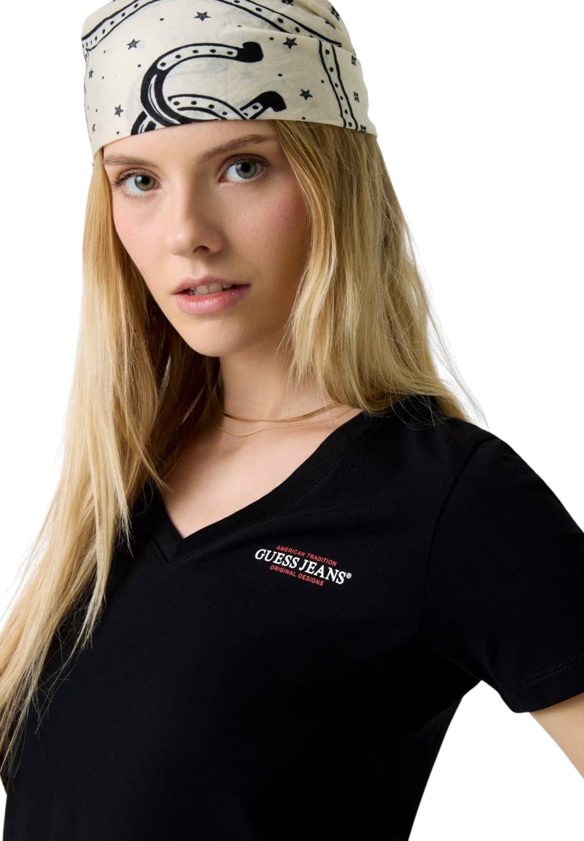 T-shirt con Scollo a V W4YI23 Jet Black A996