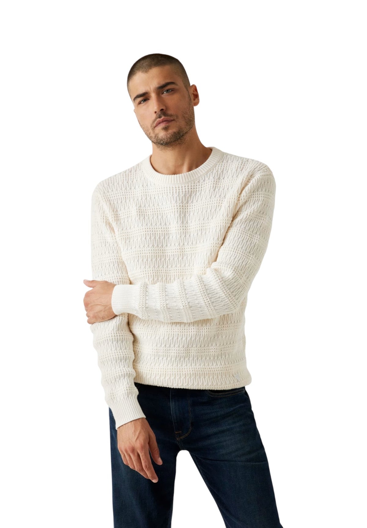 Maglione Girocollo Intrecciato M5BR14 Salt white