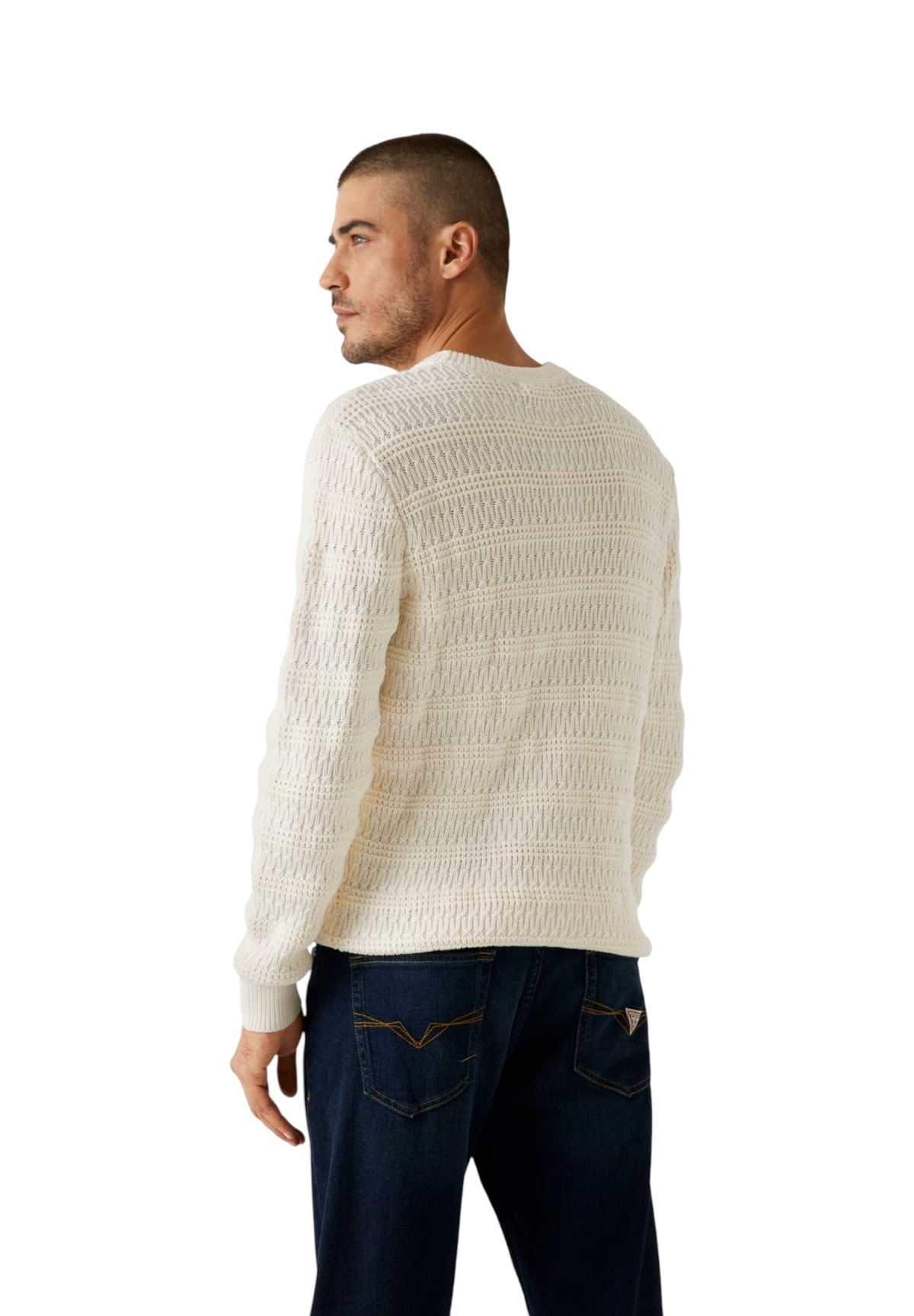 Maglione Girocollo Intrecciato M5BR14 Salt white